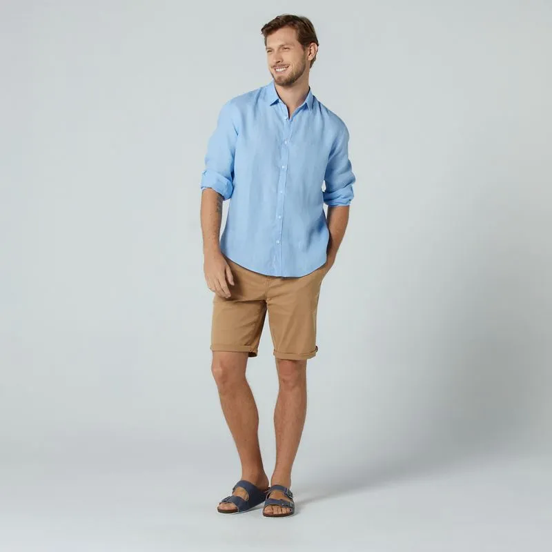 Camisa Hombre Manga Larga Pete Lino Celeste-2