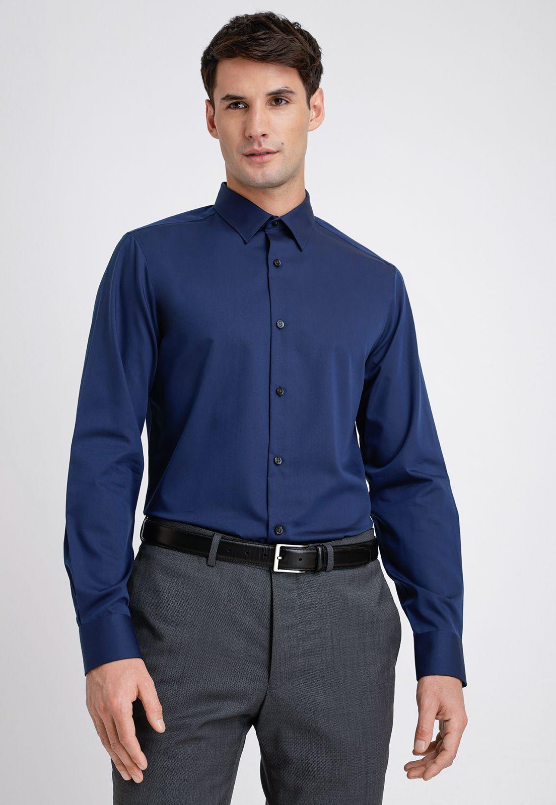 Camisa Formal Hombre Non Iron (No Se Plancha) Azul-0