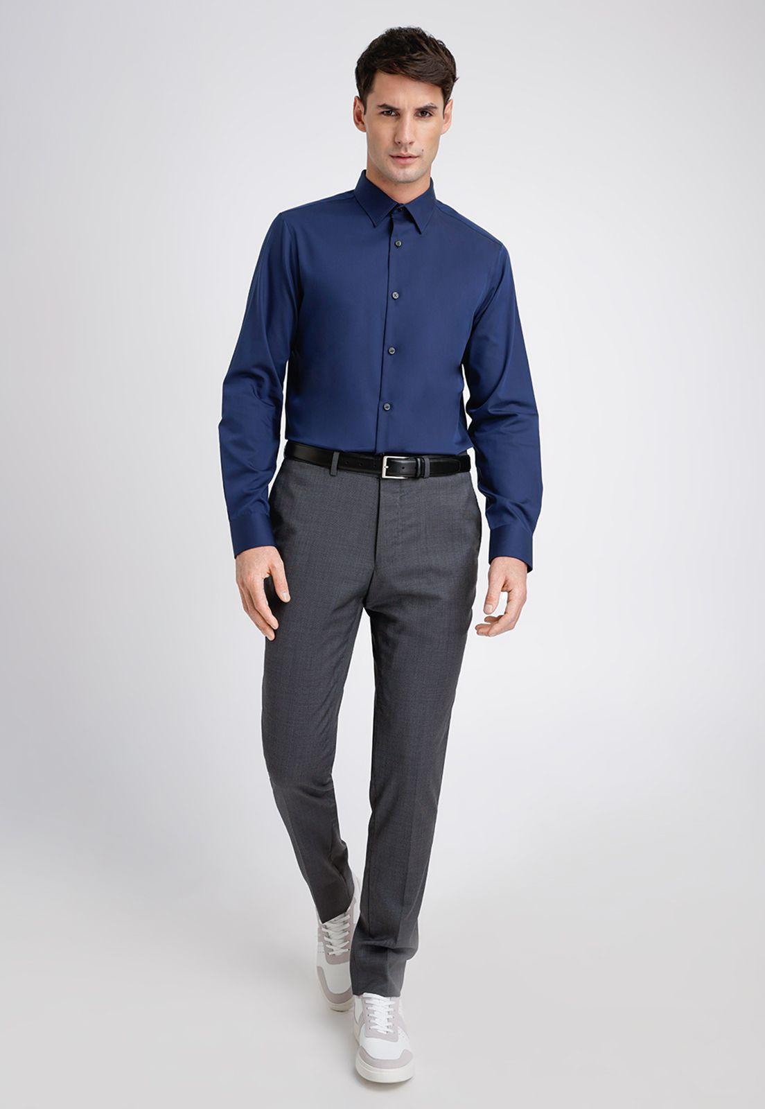 Camisa Formal Hombre Non Iron (No Se Plancha) Azul-3