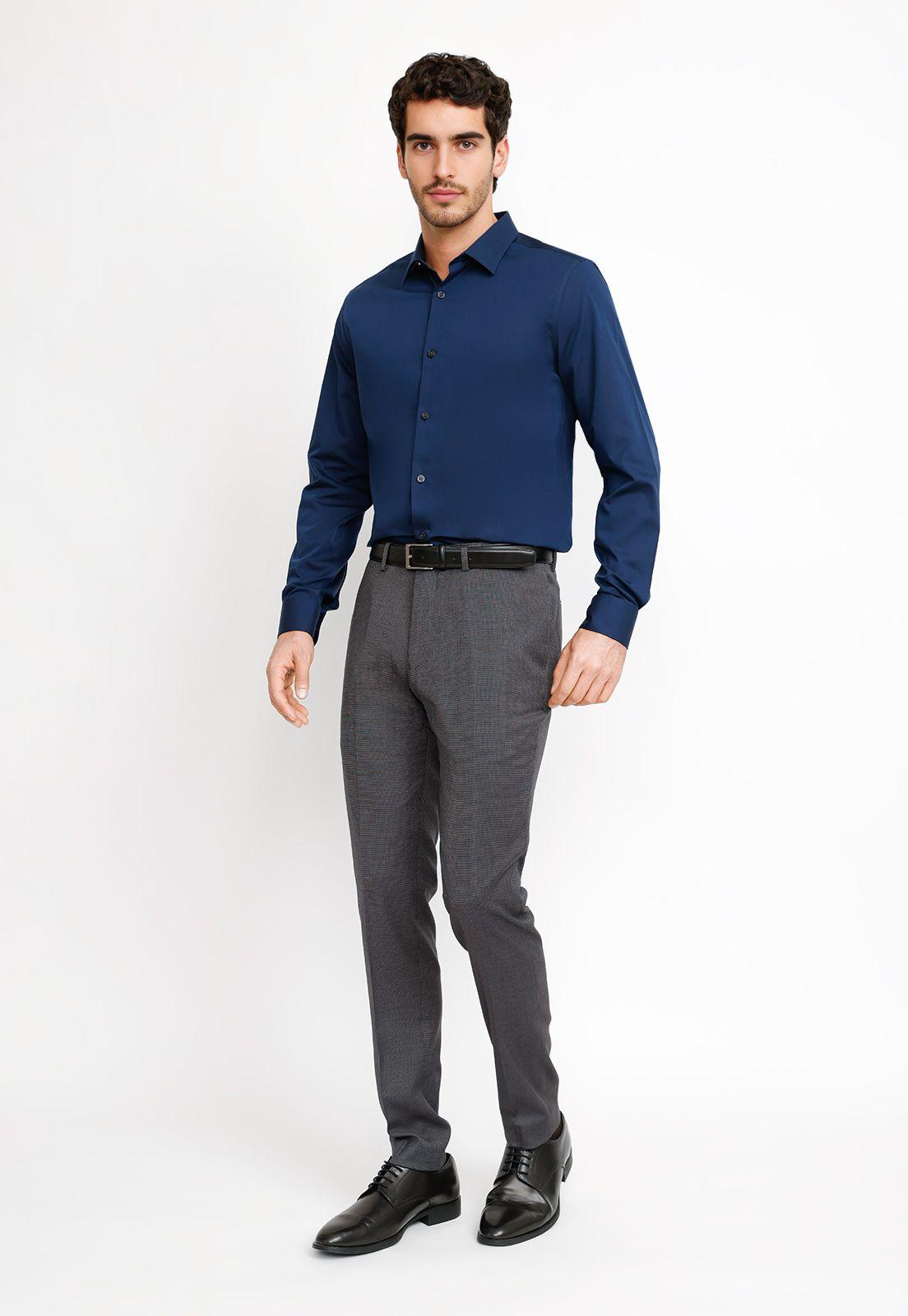 Camisa Formal Hombre Non Iron (No Se Plancha) Azul-3
