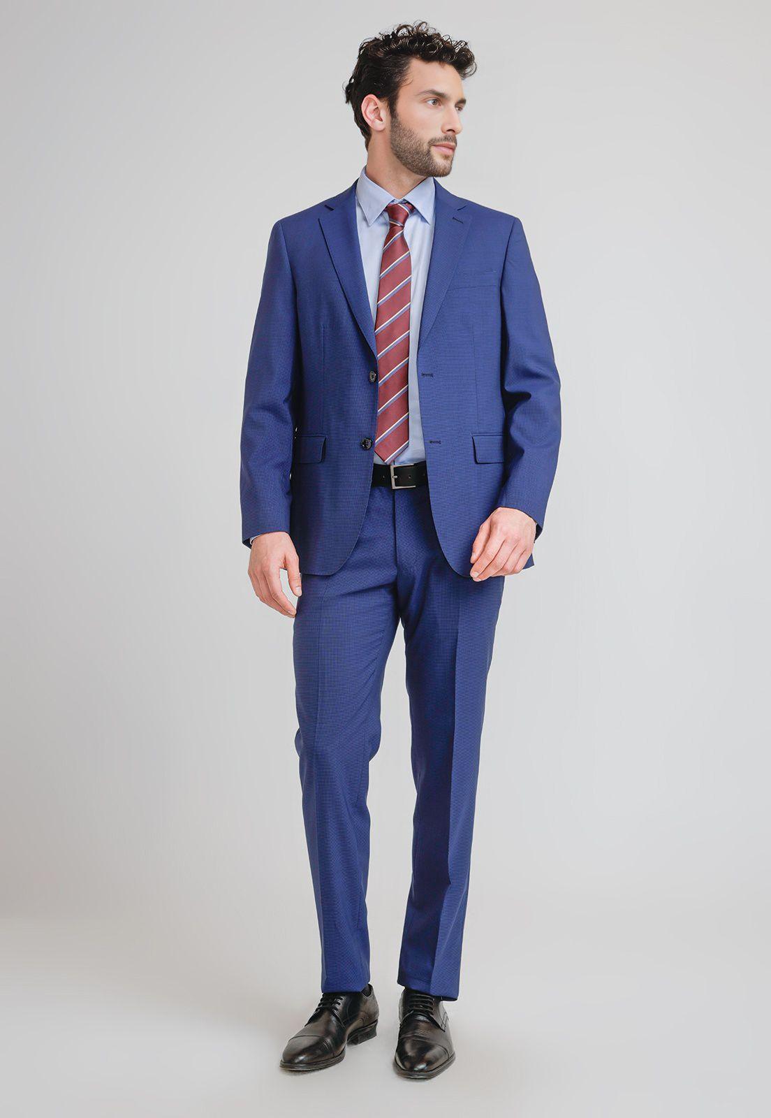 Traje Hombre Formal Lana S100'S Travel Azul-0