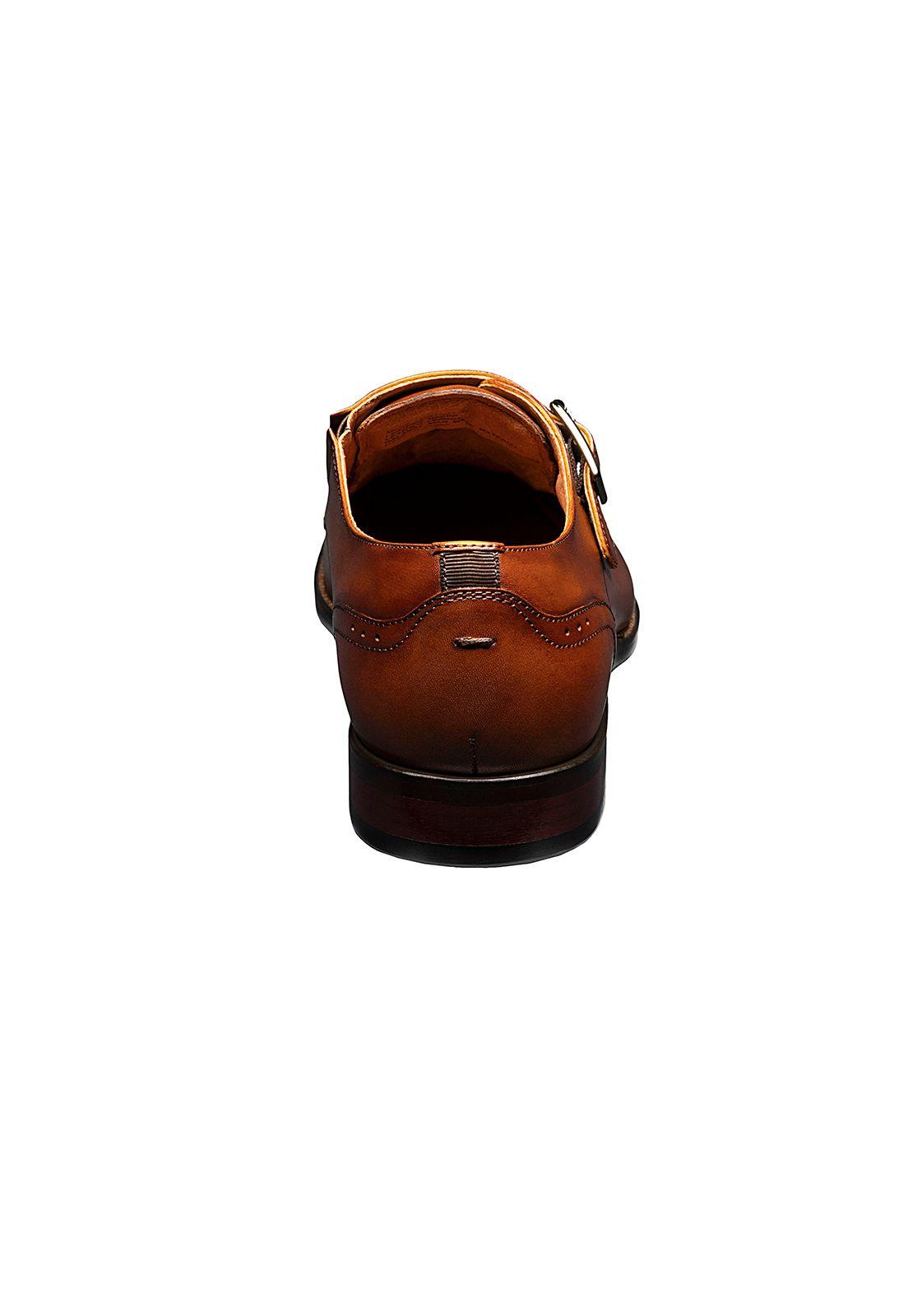 Zapato Sorrento Plain Toe Single Monk Strap Cognac-3