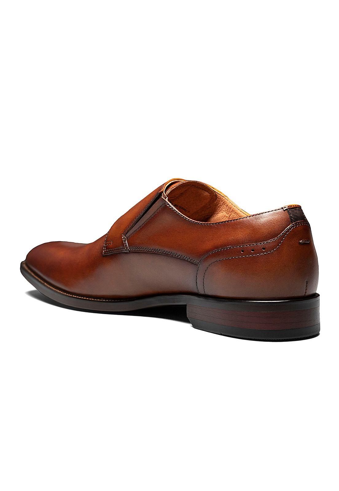 Zapato Sorrento Plain Toe Single Monk Strap Cognac-5
