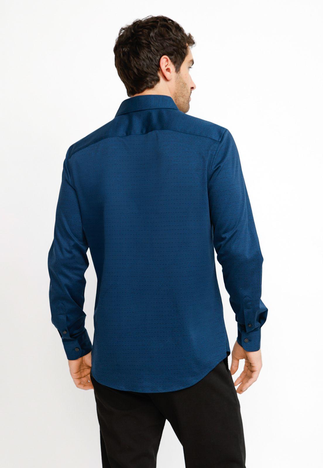 Camisa Casual Hombre Azul Oscuro-1