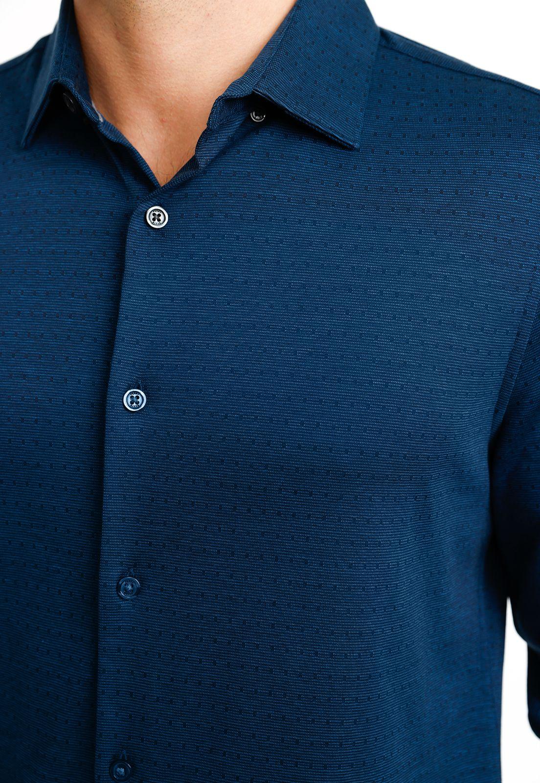 Camisa Casual Hombre Azul Oscuro-2