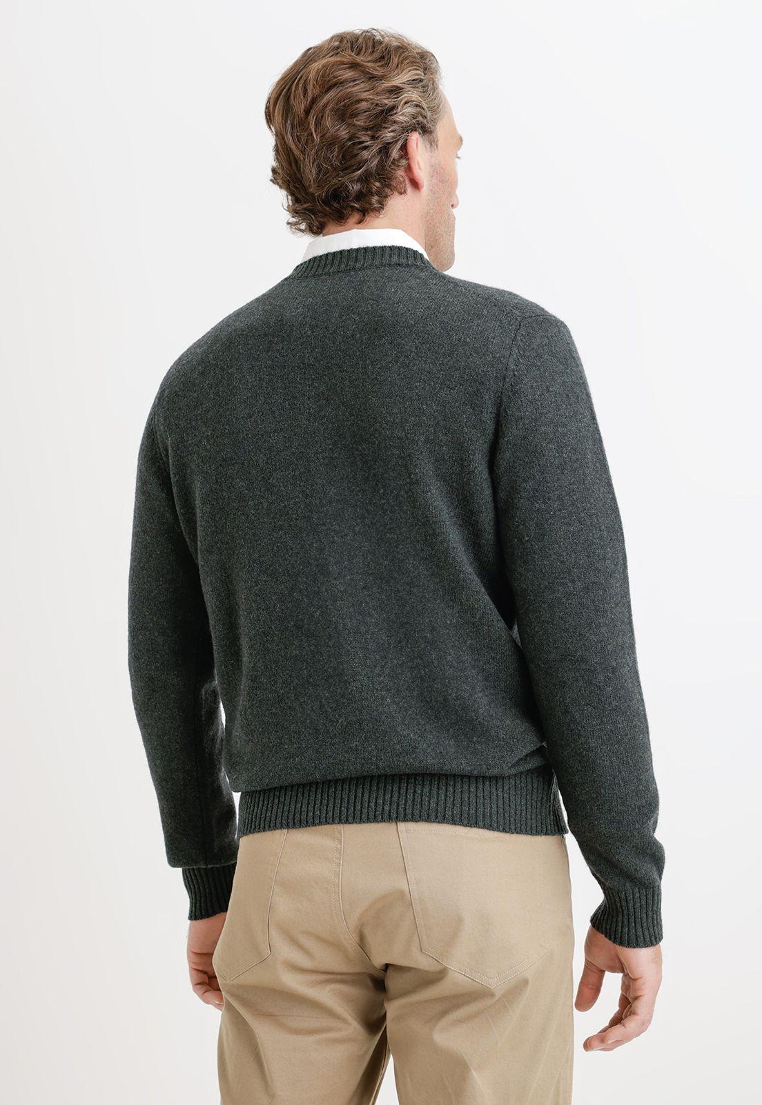 Sweater hombre cuello redondo liso verde-1