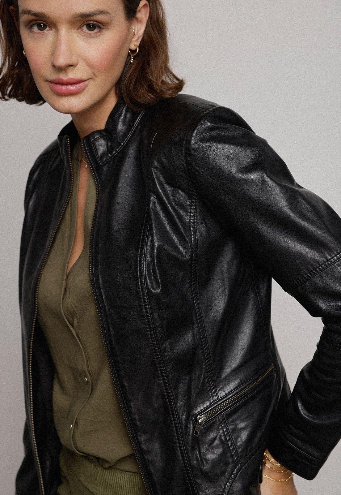 Chaqueta Cuero Melati Negro-2