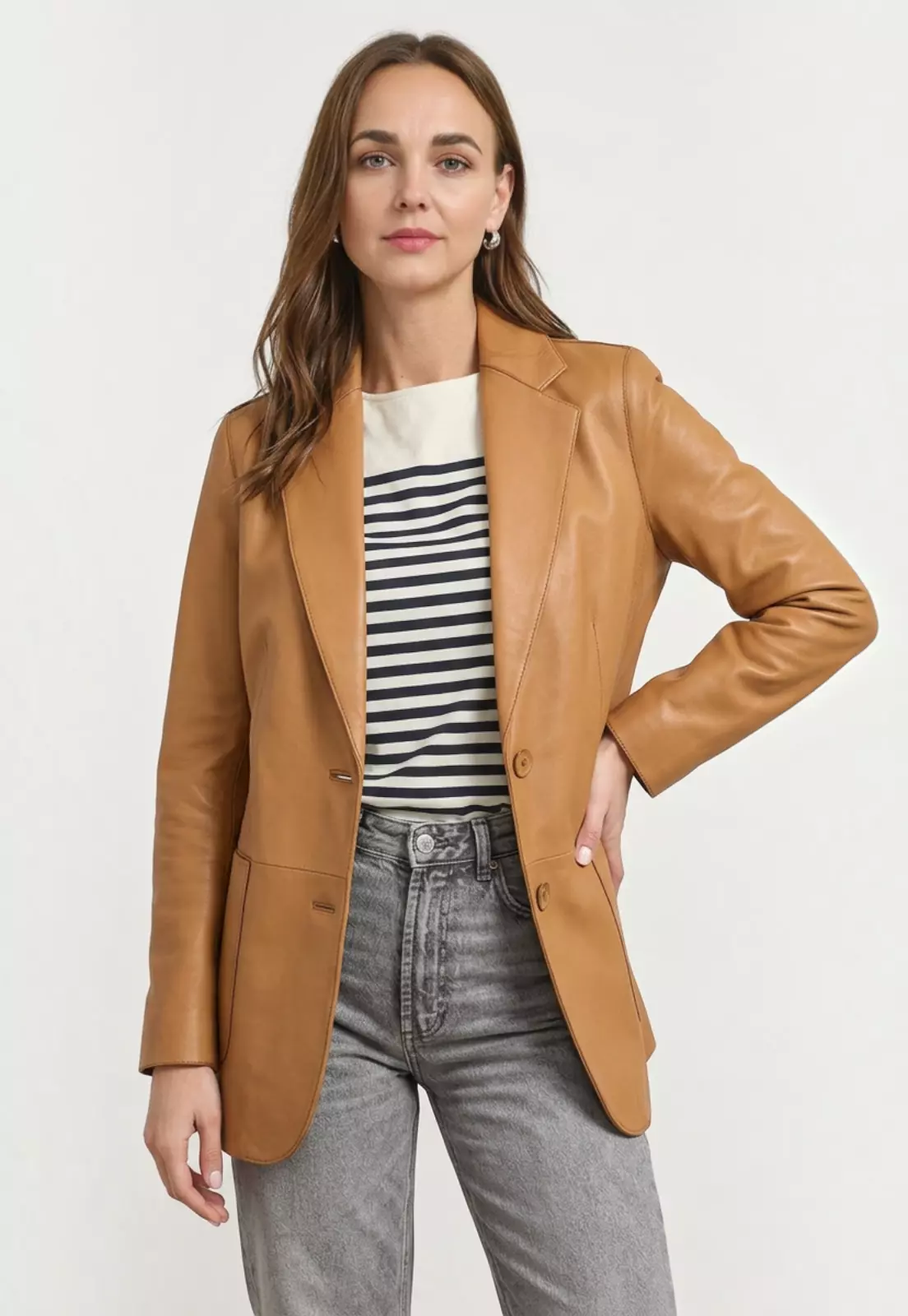 Chaqueta De Cuero Mujer Nápoles Camel-0