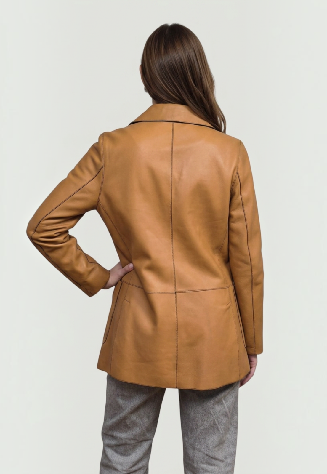 Chaqueta De Cuero Mujer Nápoles Camel-1