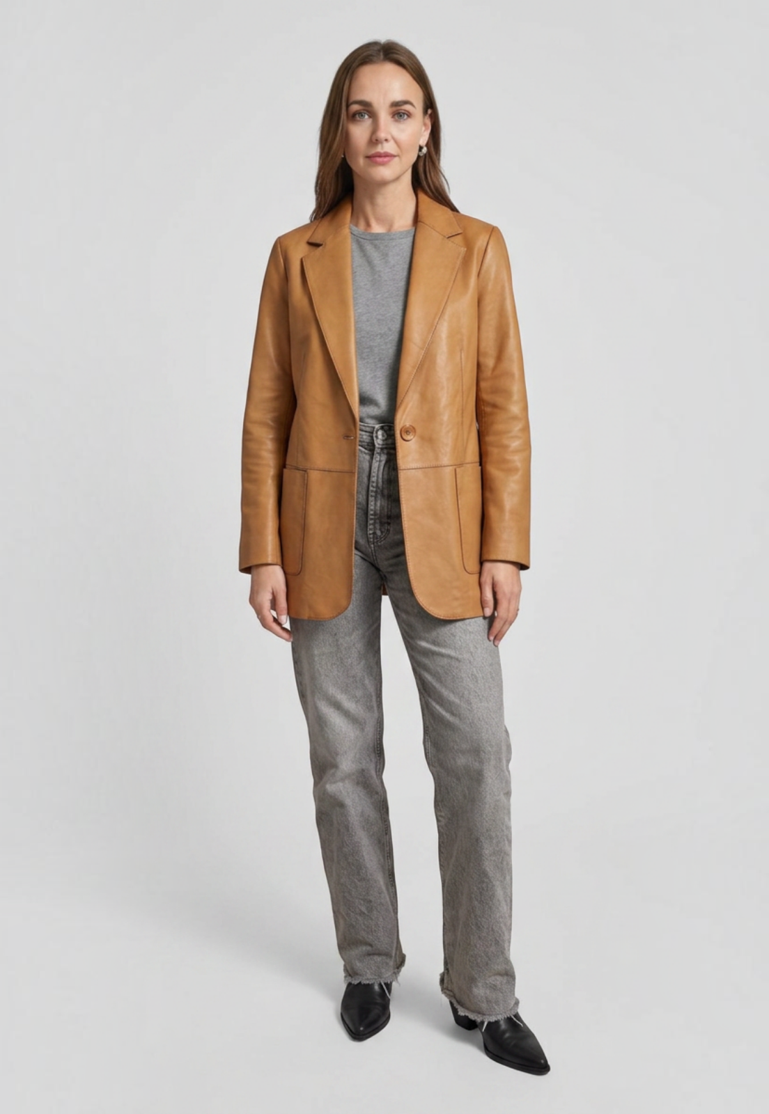 Chaqueta De Cuero Mujer Nápoles Camel-2