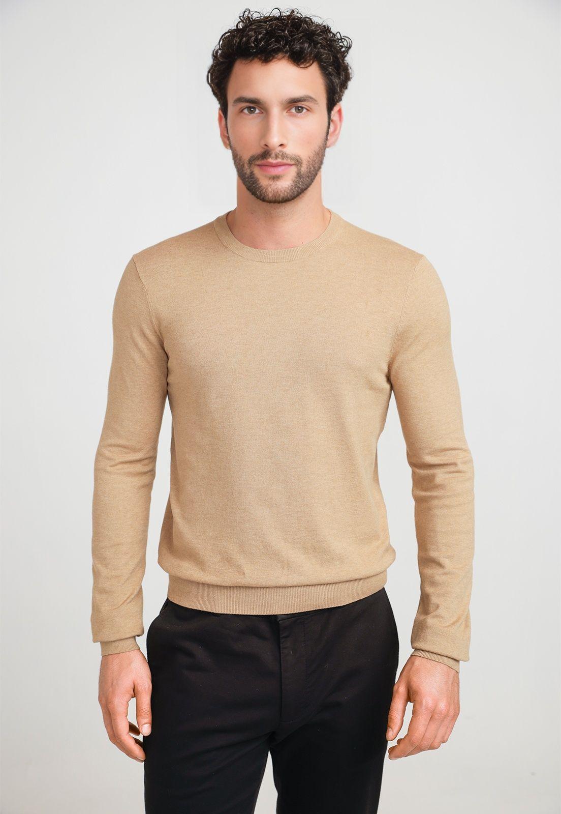 Sweater Hombre Cuello Redondo Camel-0