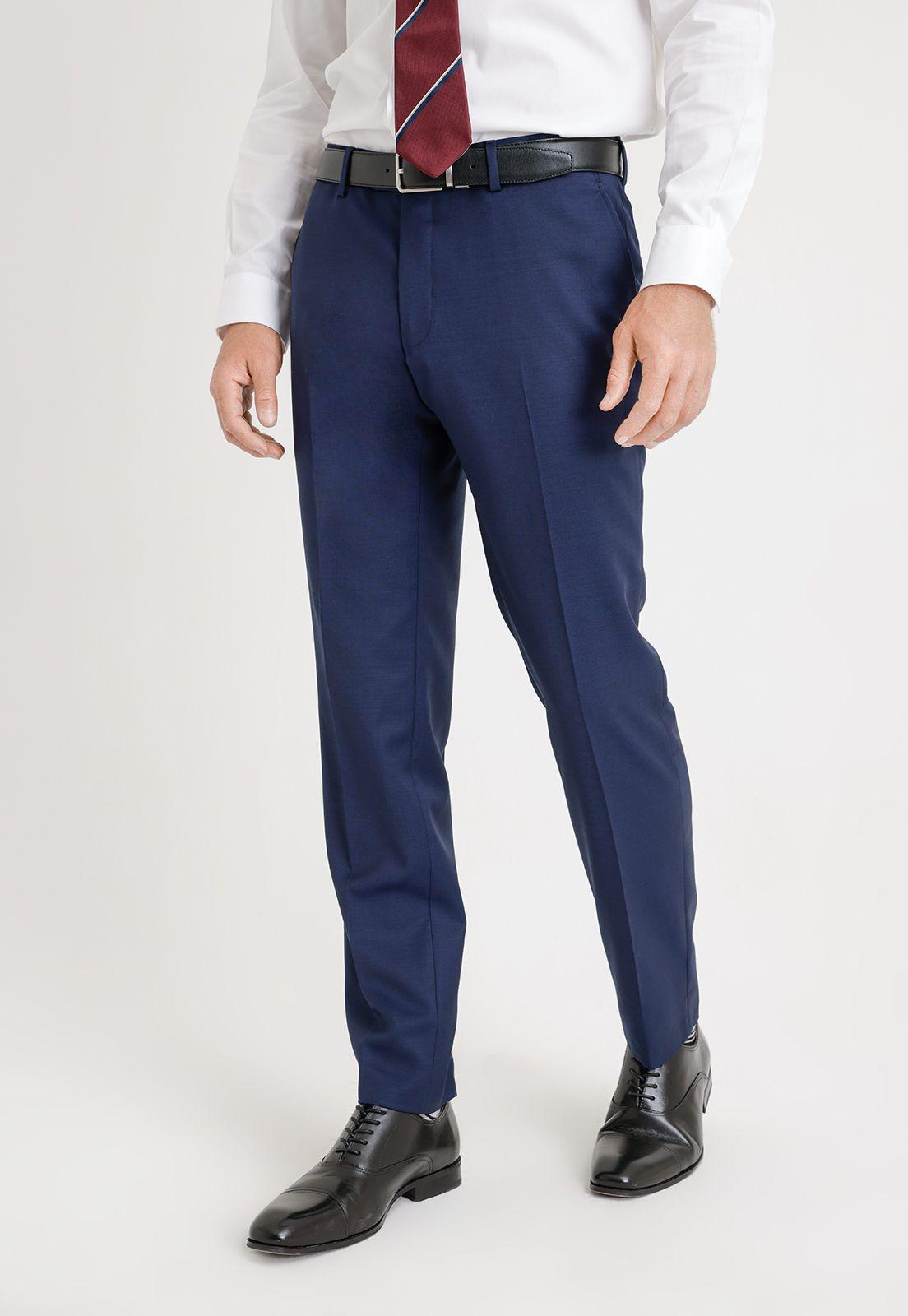 Pantalón Formal Hombre Lana S100'S Liso Slim Mix&Color Azul-0