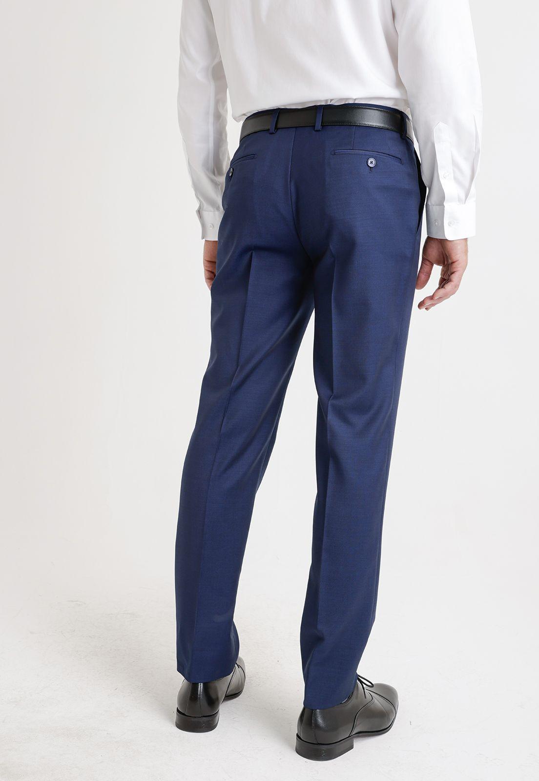 Pantalón Formal Hombre Lana S100'S Liso Slim Mix&Color Azul-1