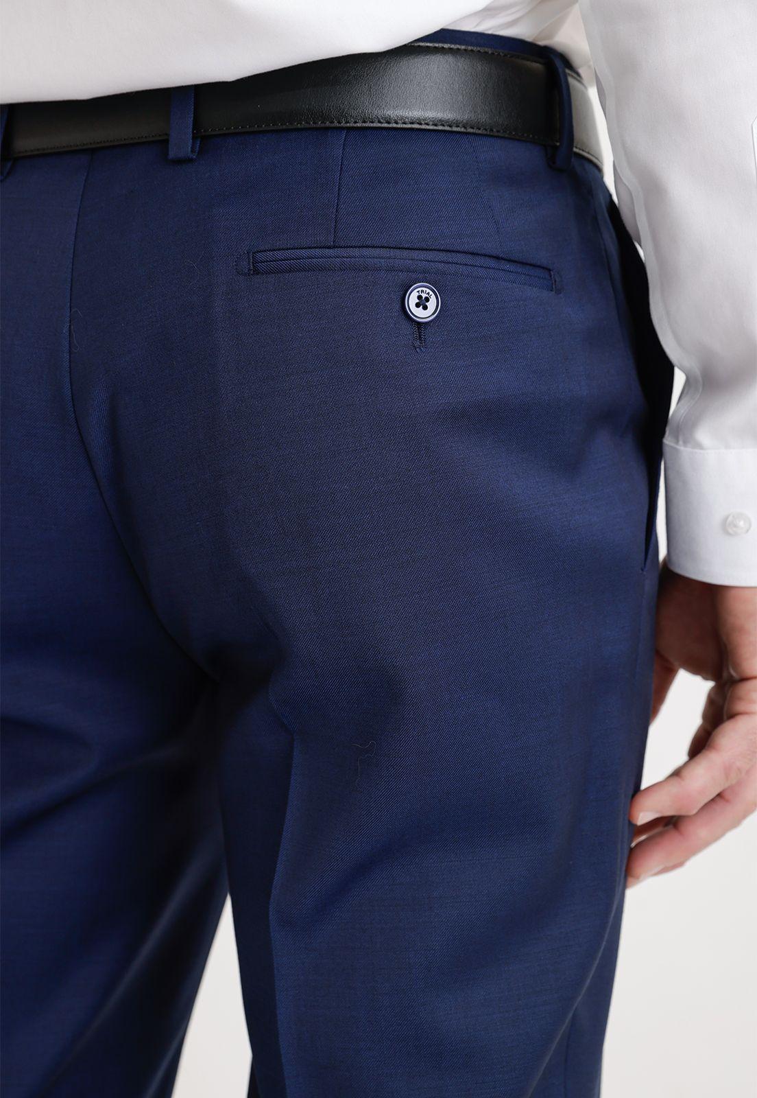 Pantalón Formal Hombre Lana S100'S Liso Slim Mix&Color Azul-2