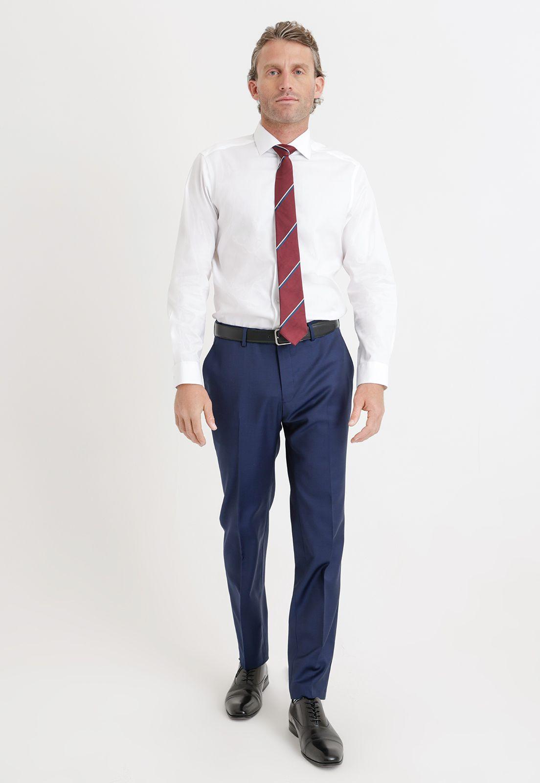 Pantalón Formal Hombre Lana S100'S Liso Slim Mix&Color Azul-3