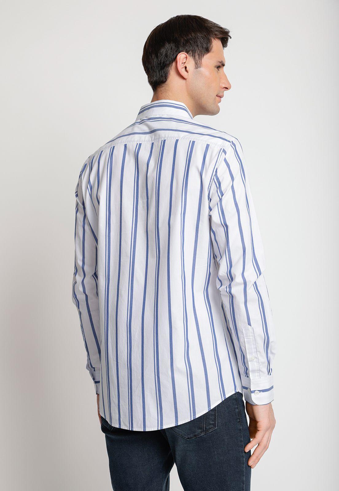 Camisa Hombre Manga Larga Listada Azul-1