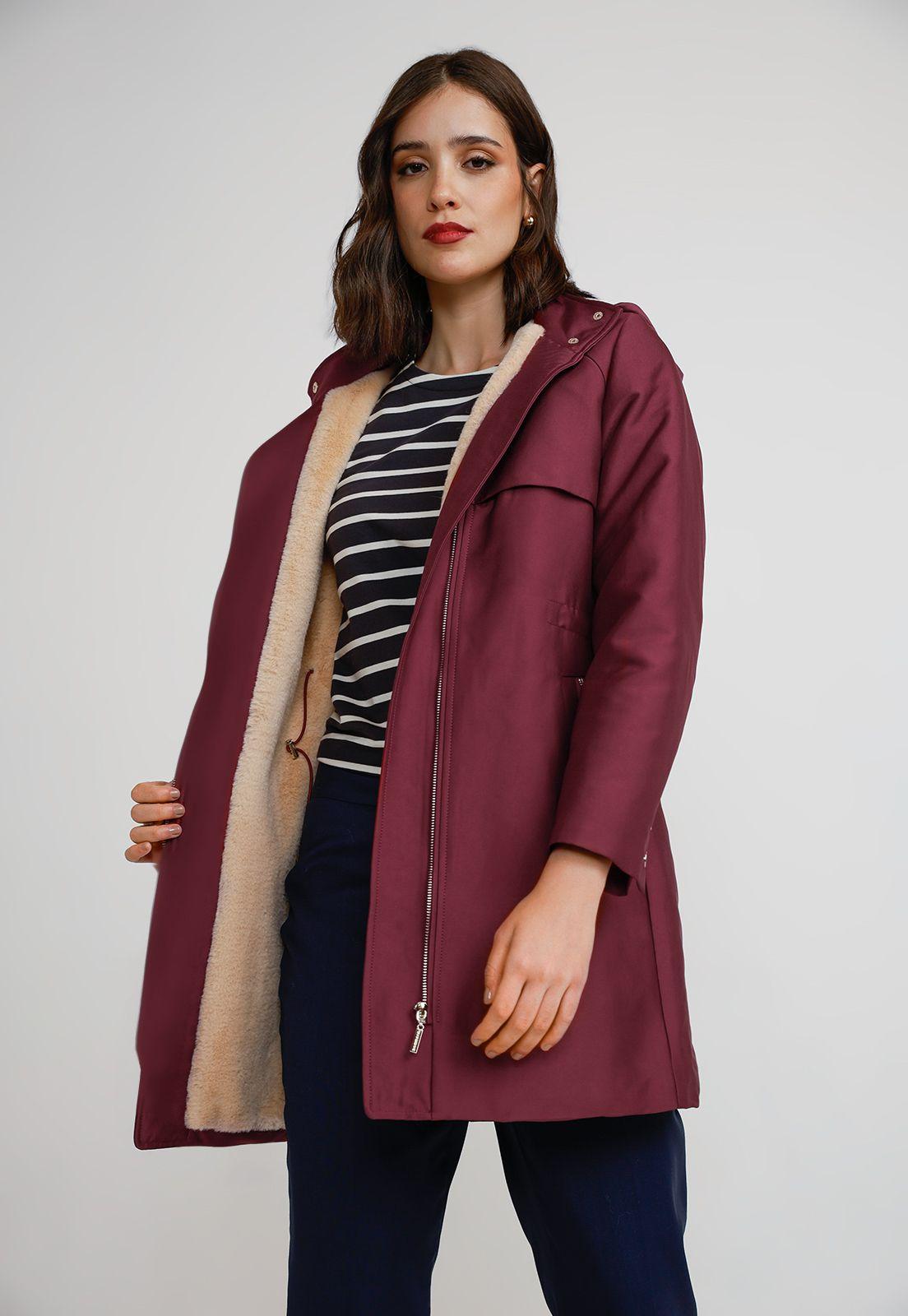 Parka Gruesa Mujer Poliéster Burdeo-0