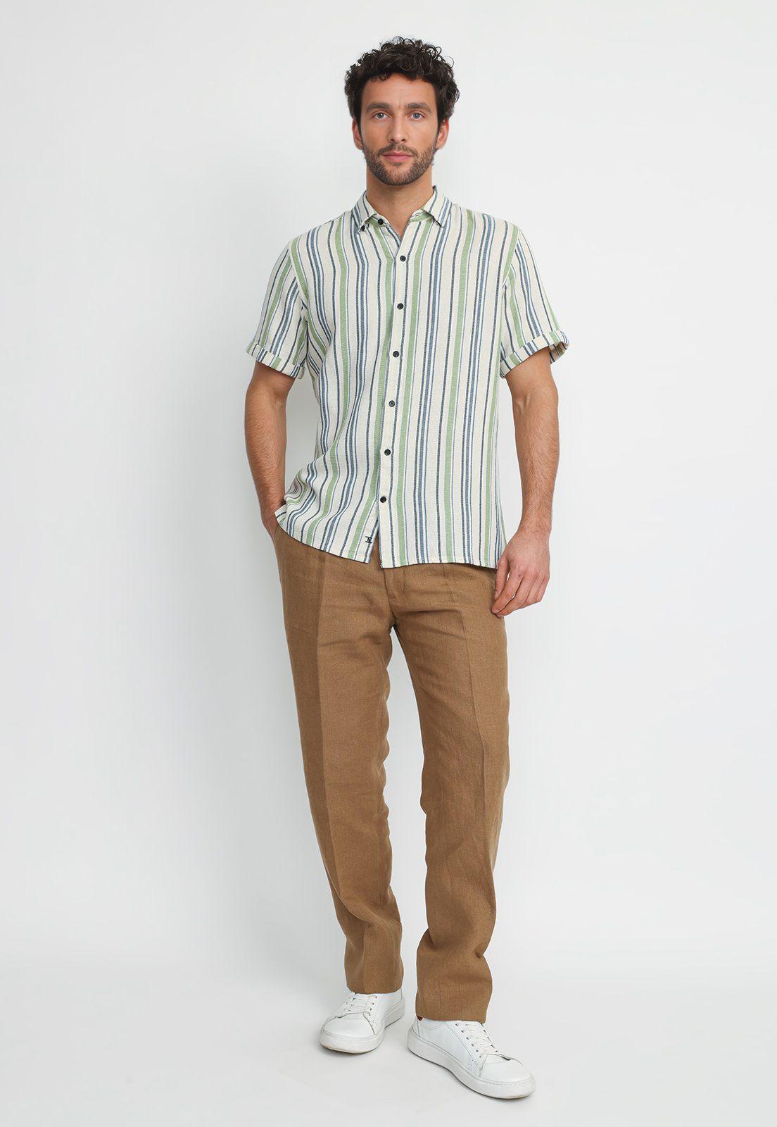 Camisa Relajada Viscosa Algodón Benito Verde-3