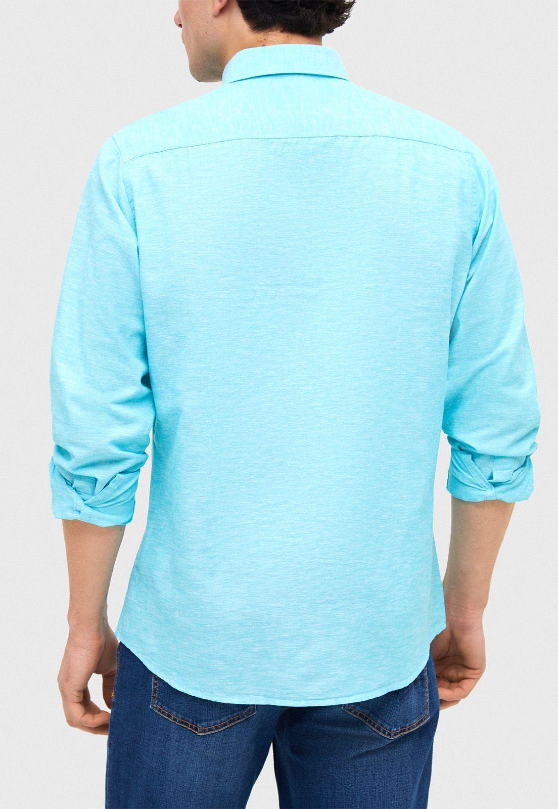 Camisa Casual Lino Brix Turquesa-1
