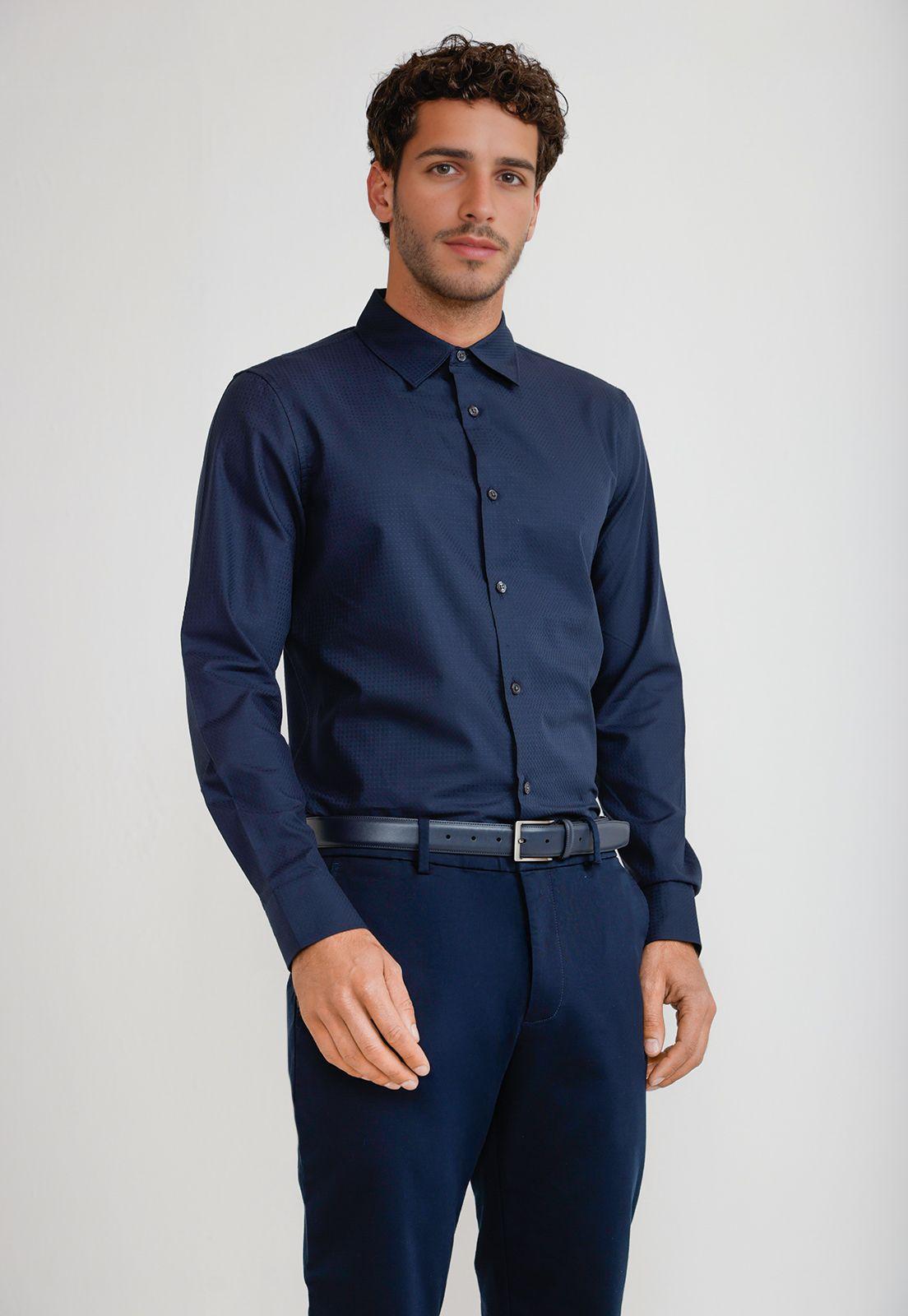 Camisa Hombre Dobby Navy-0