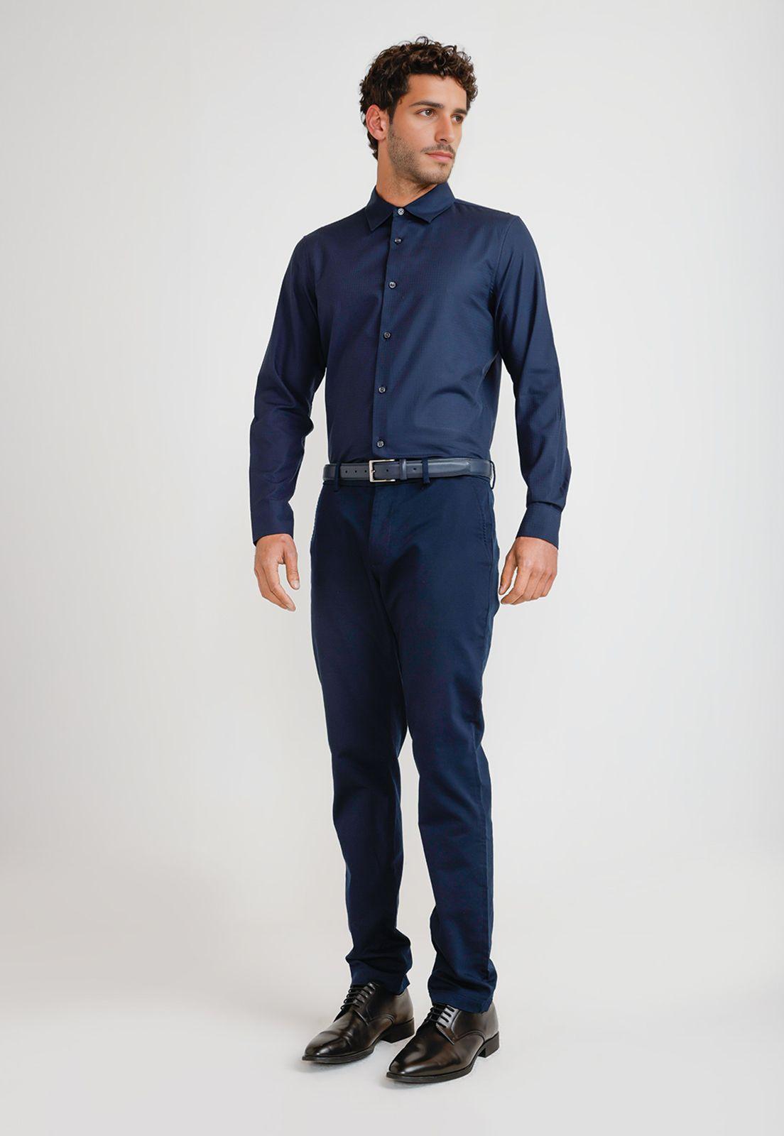 Camisa Hombre Dobby Navy-3