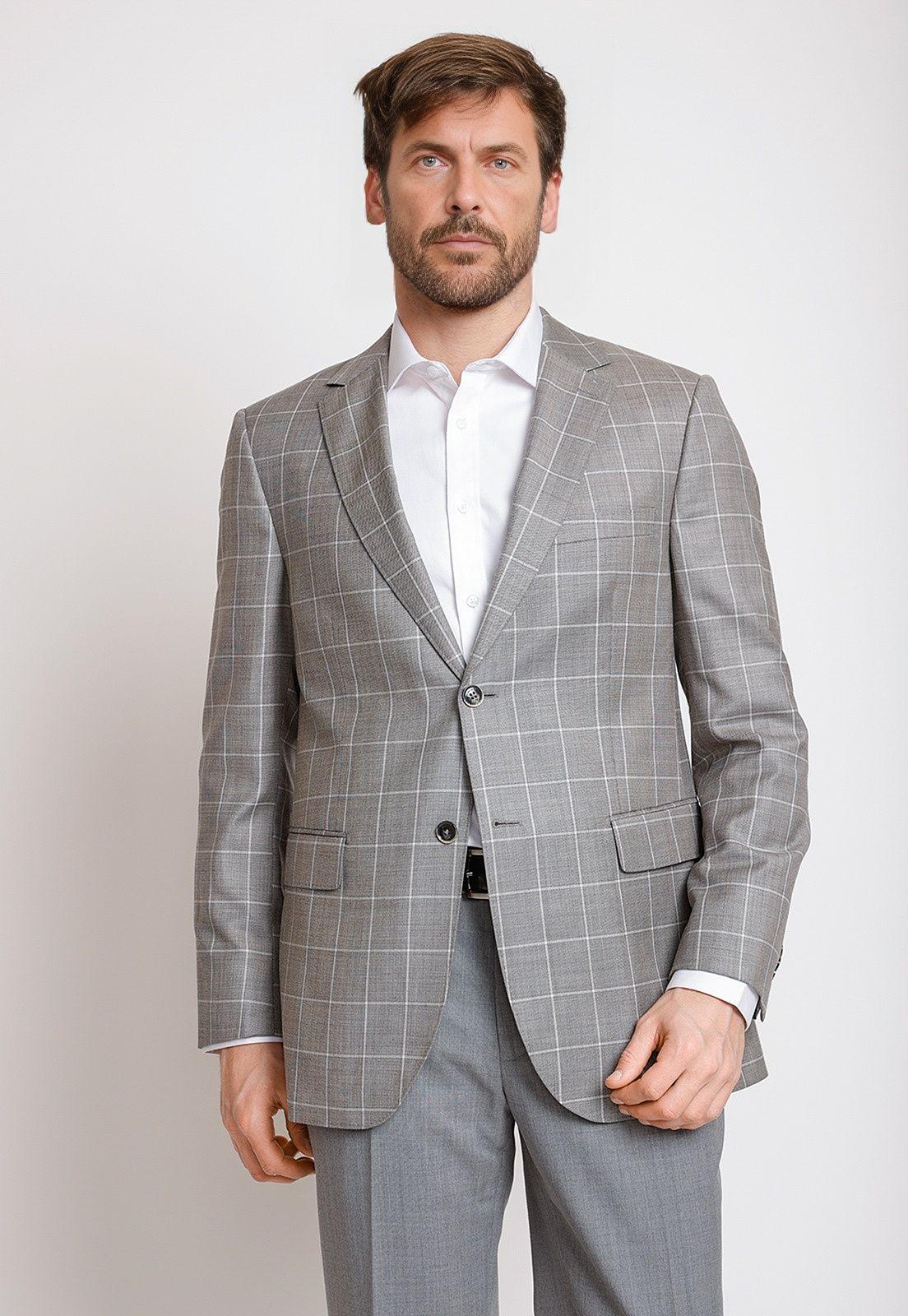 Chaqueta Formal Hombre Lana S100'S Cuadros Regular Classic Gris-0