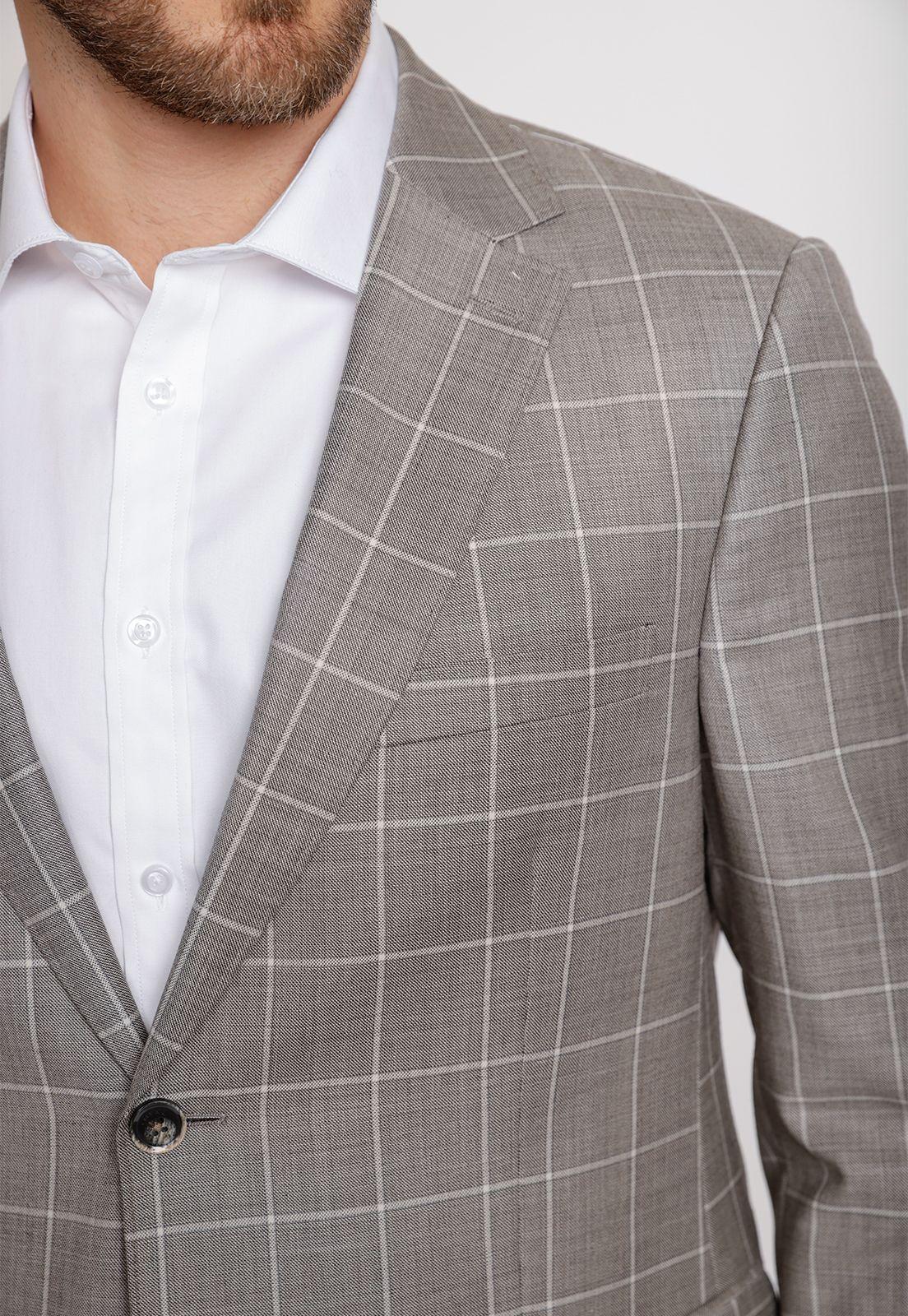 Chaqueta Formal Hombre Lana S100'S Cuadros Regular Classic Gris-2