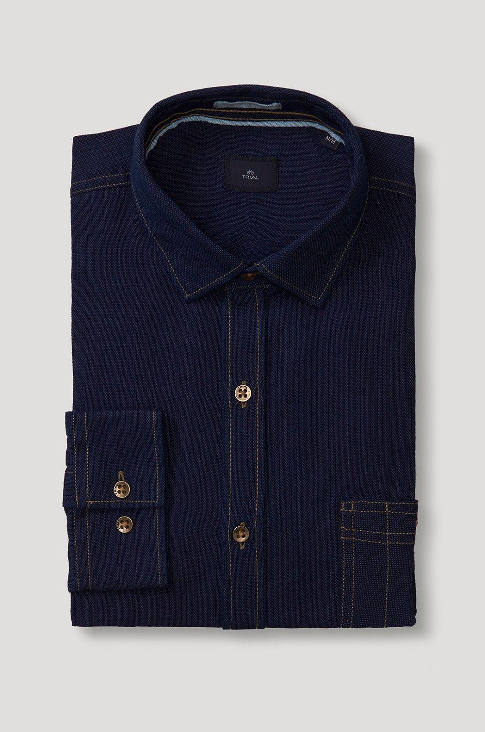 Camisa Casual Pique Indigo-2
