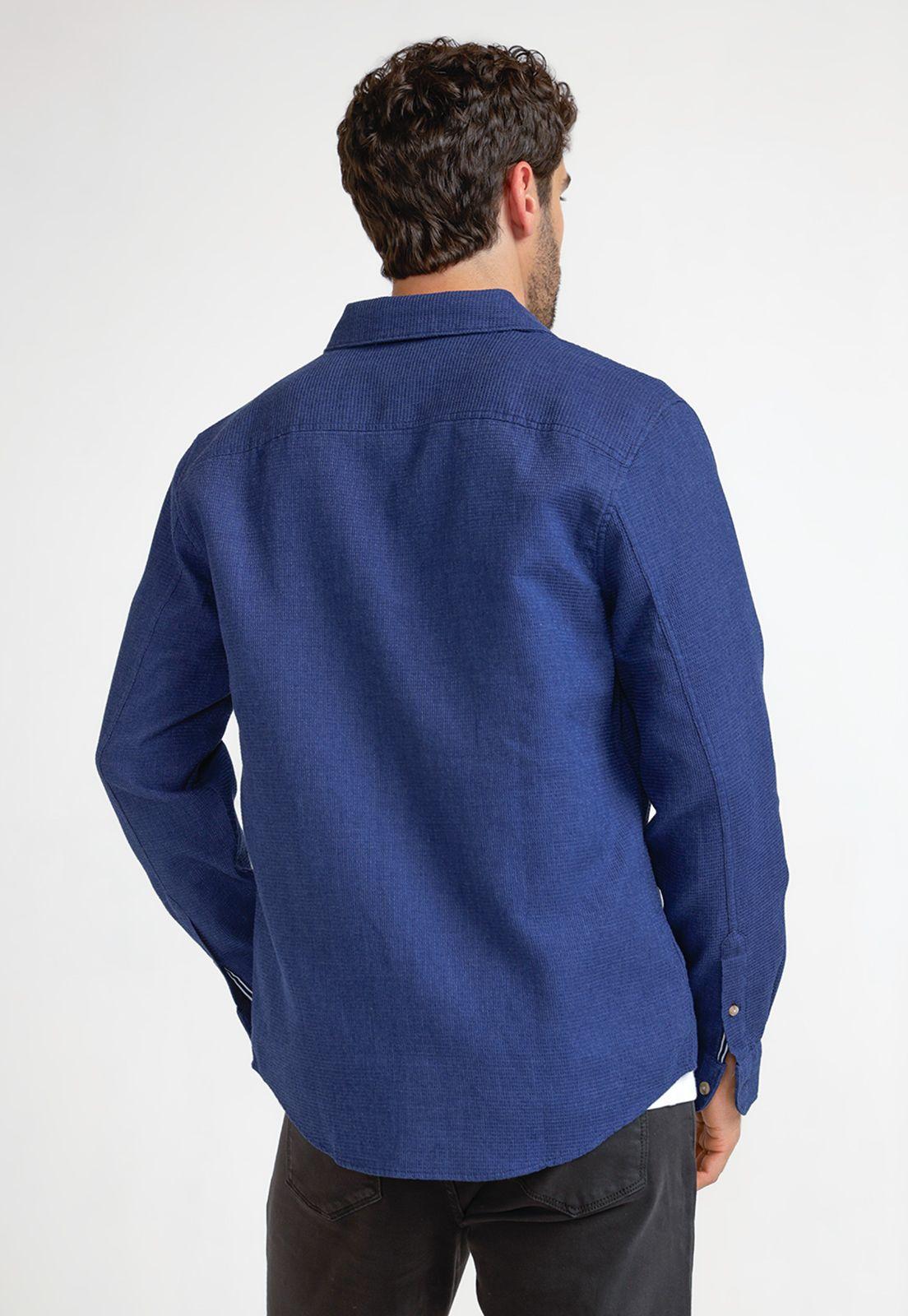 Camisa Hombre Manga Larga Azul-1