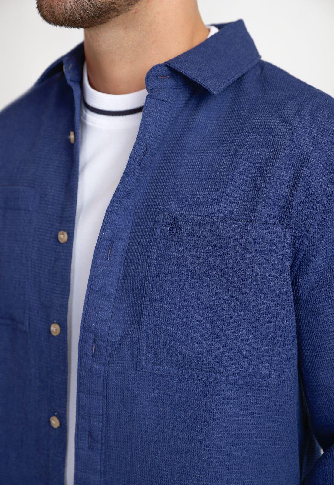 Camisa Hombre Manga Larga Azul-2