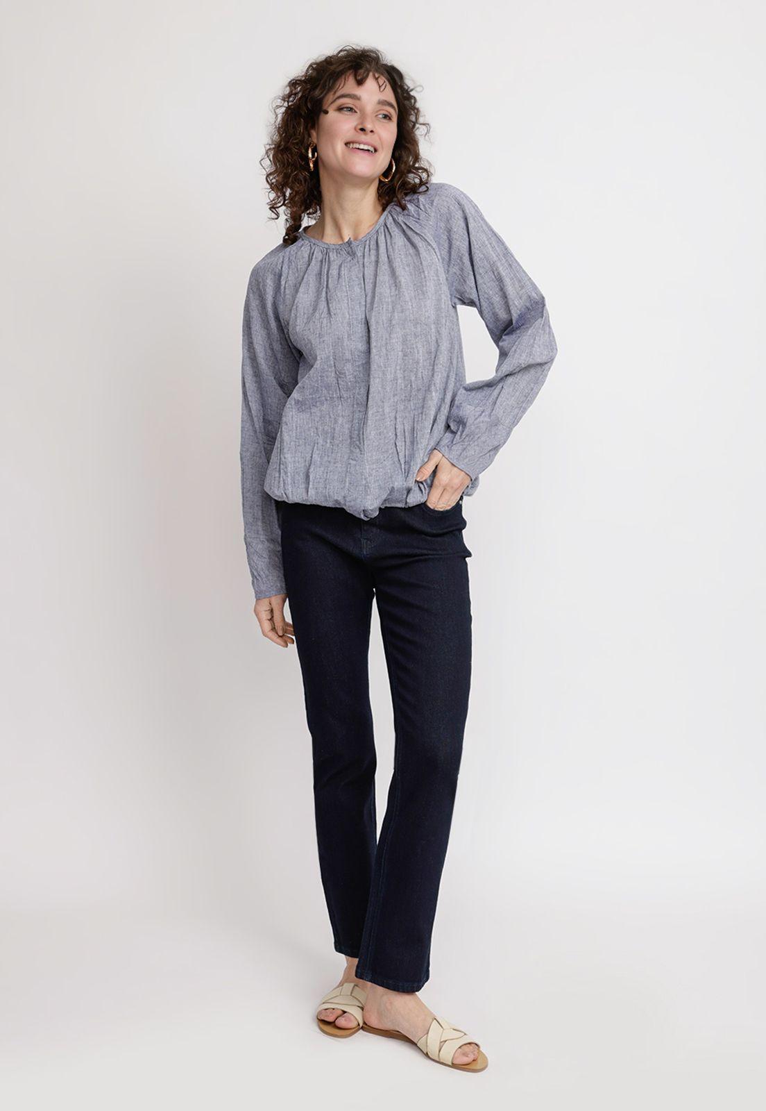 Blusa Mujer Olivia Lino Navy-3