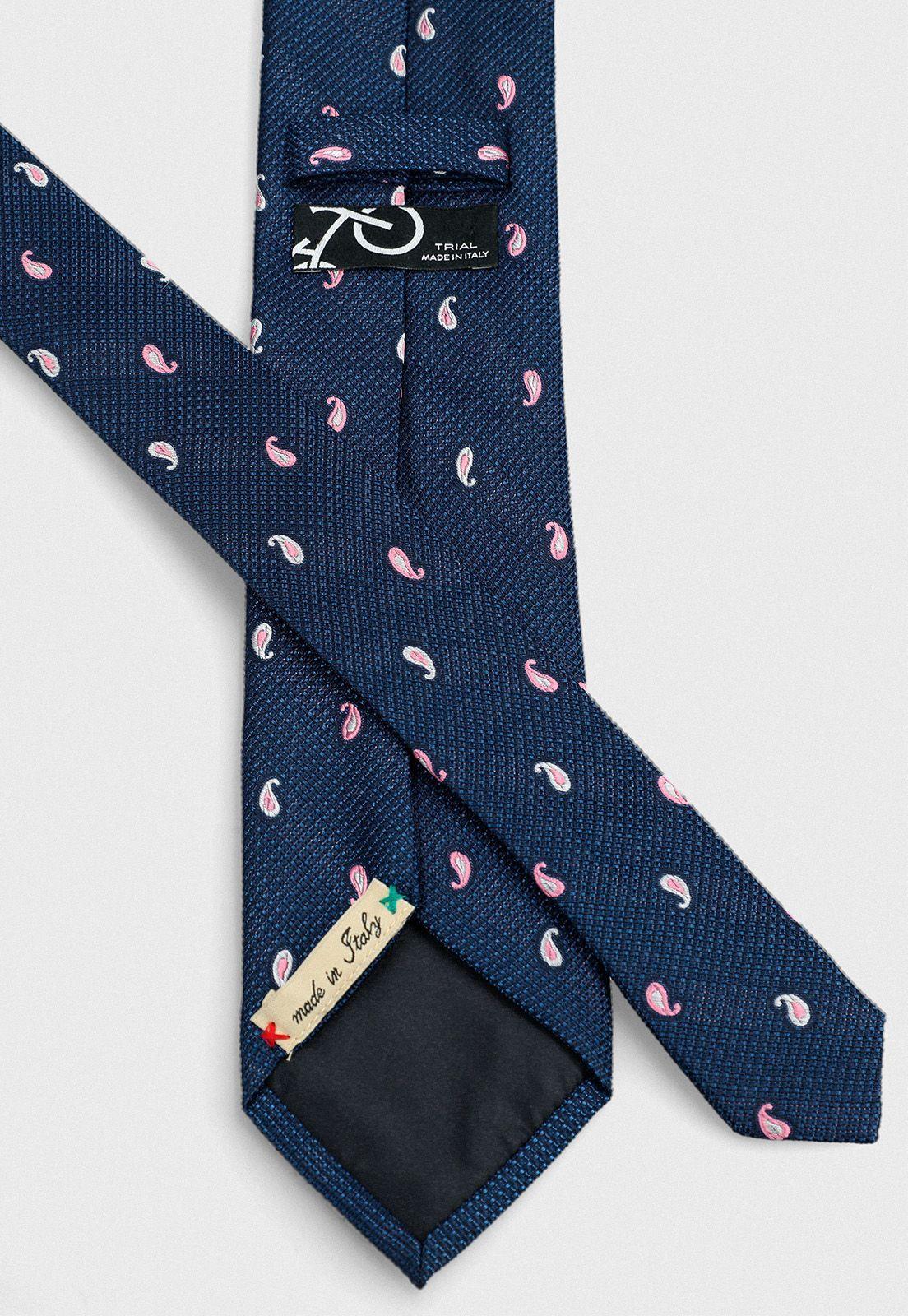 Corbata formal de seda Travel paisley 7.5 cm azul-2