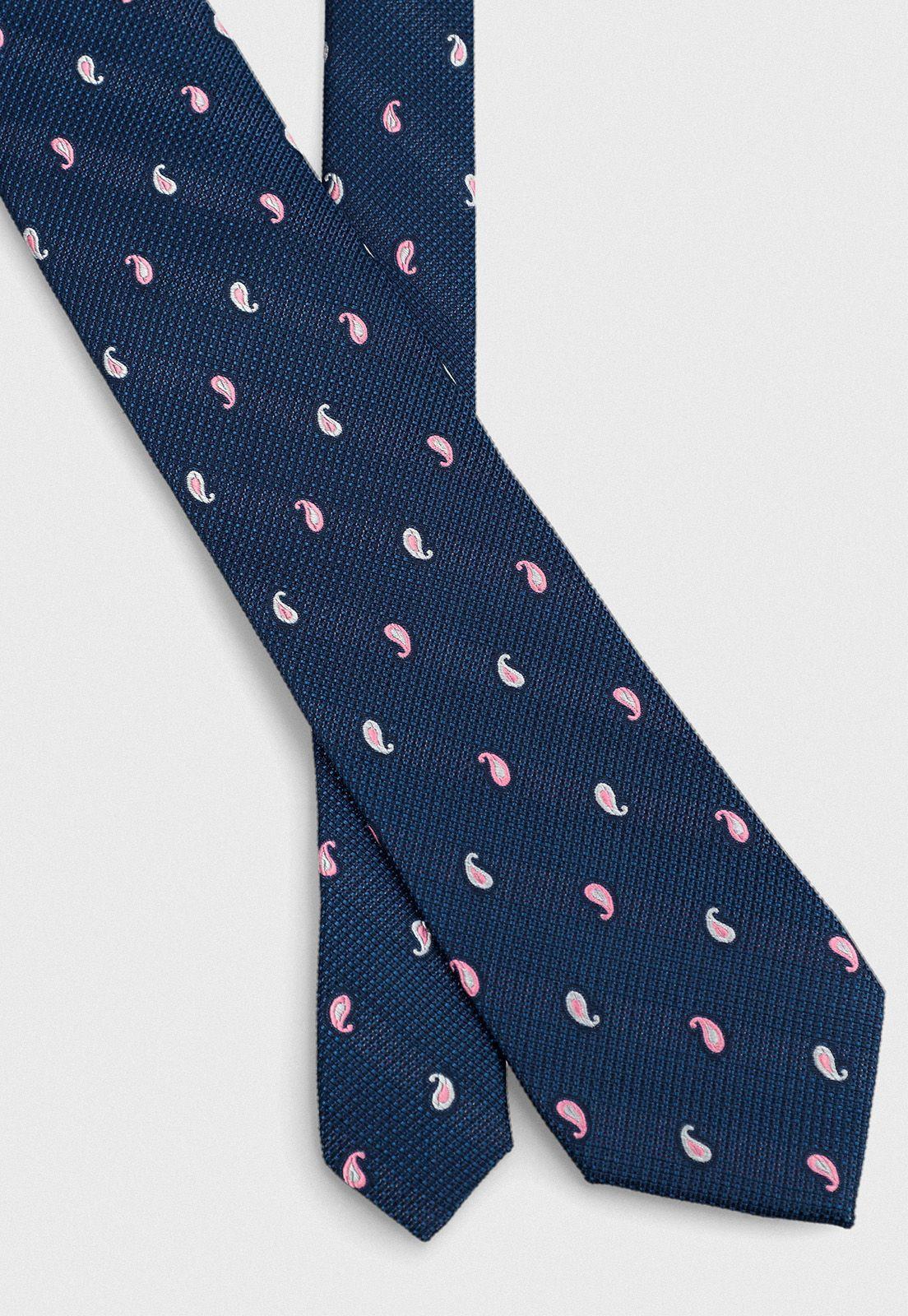 Corbata formal de seda Travel paisley 7.5 cm azul-1