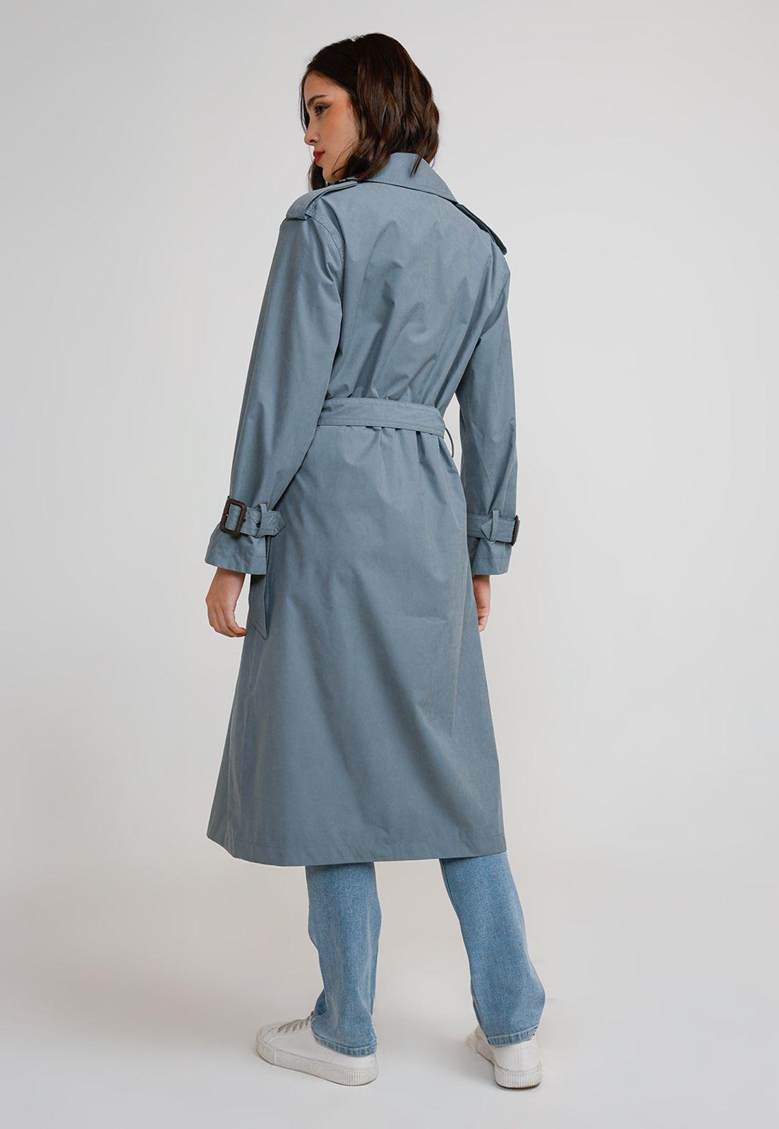 Trench Impermeable Mujer Poliéster Celeste-1