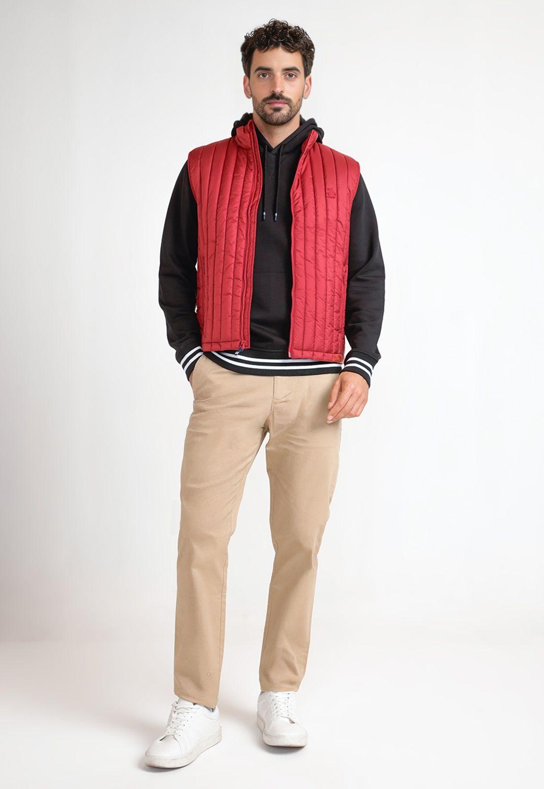Parka Sin Manga Hombre Roja-3