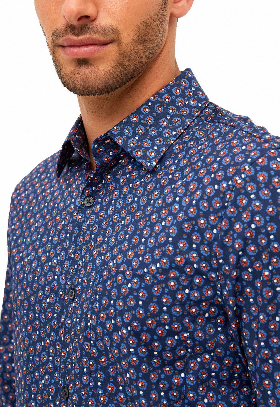 Camisa Estampado Floral Azul-2
