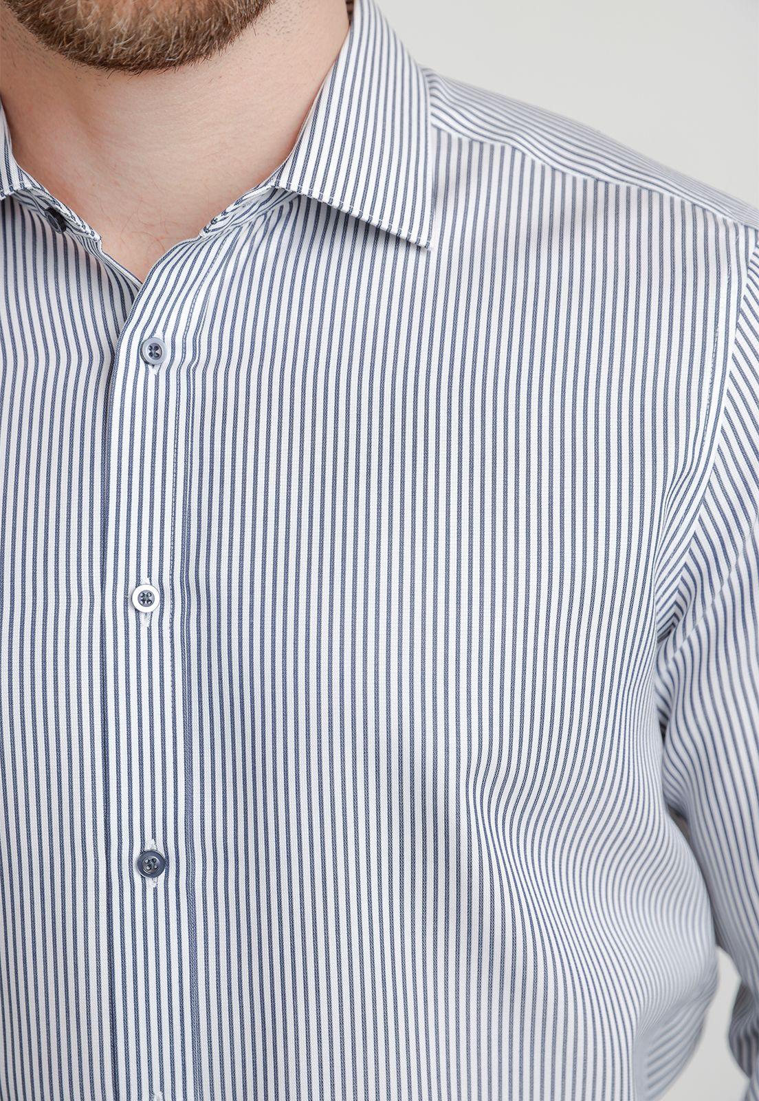 Camisa Formal Hombre Non Iron Líneas Slim Travel Azul Marino-2
