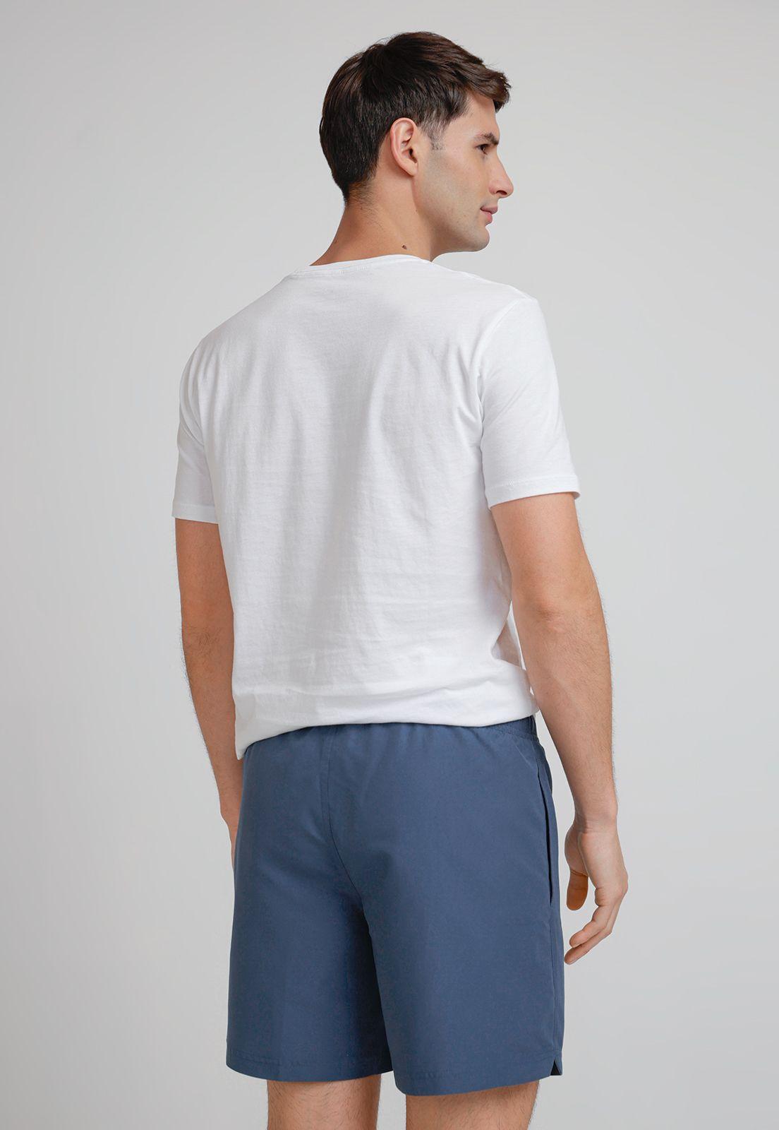 Traje De Baño Hombre Liso Azul-3