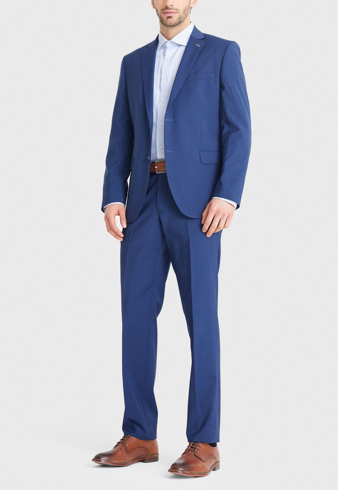 Traje hombre Formal Slim Fit Vercelli Lana Azul-0