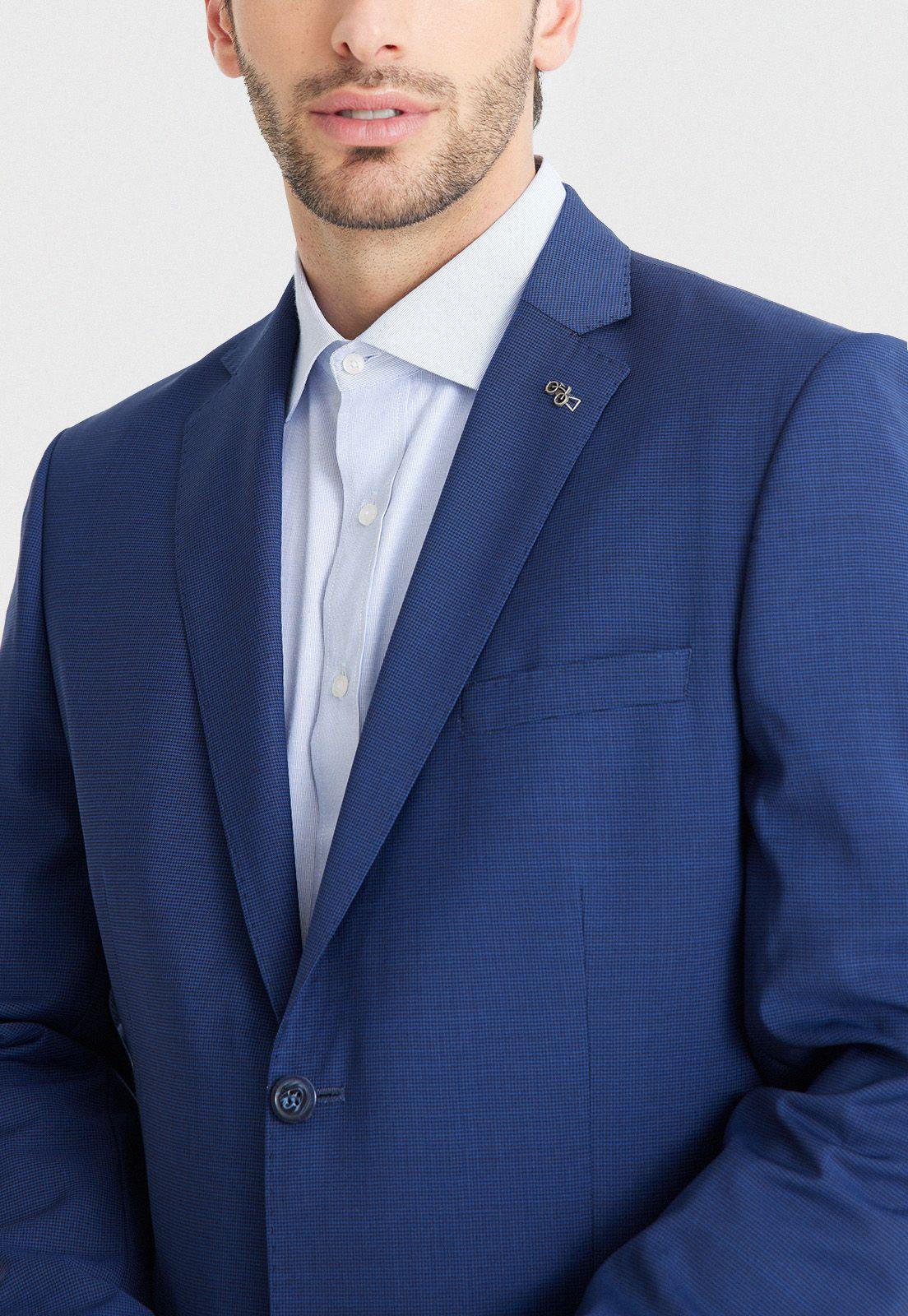 Traje hombre Formal Slim Fit Vercelli Lana Azul-2