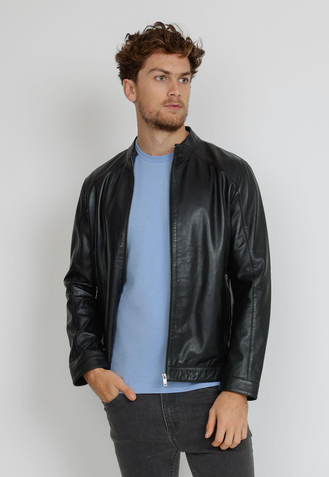 Chaqueta hombre Slim Fit Amancio Cuero Negro-0