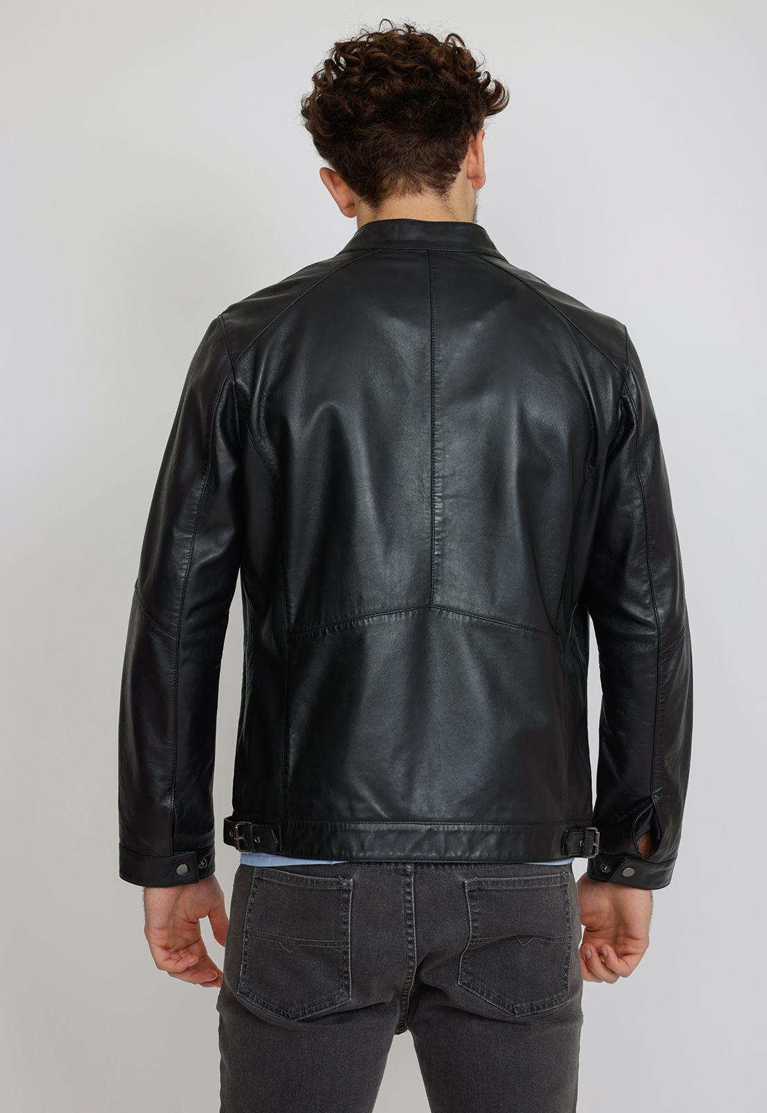 Chaqueta hombre Slim Fit Amancio Cuero Negro-1