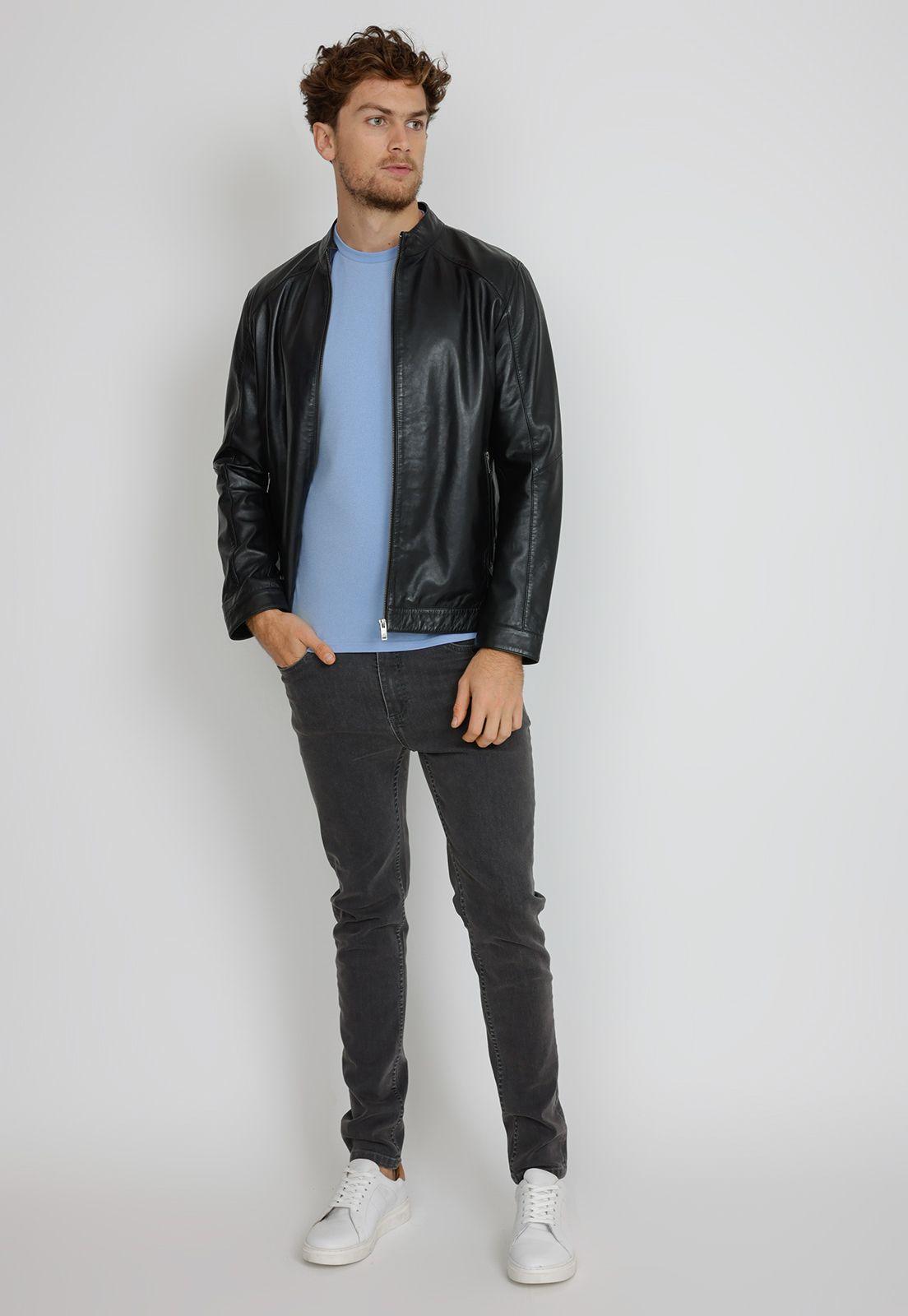 Chaqueta hombre Slim Fit Amancio Cuero Negro-3