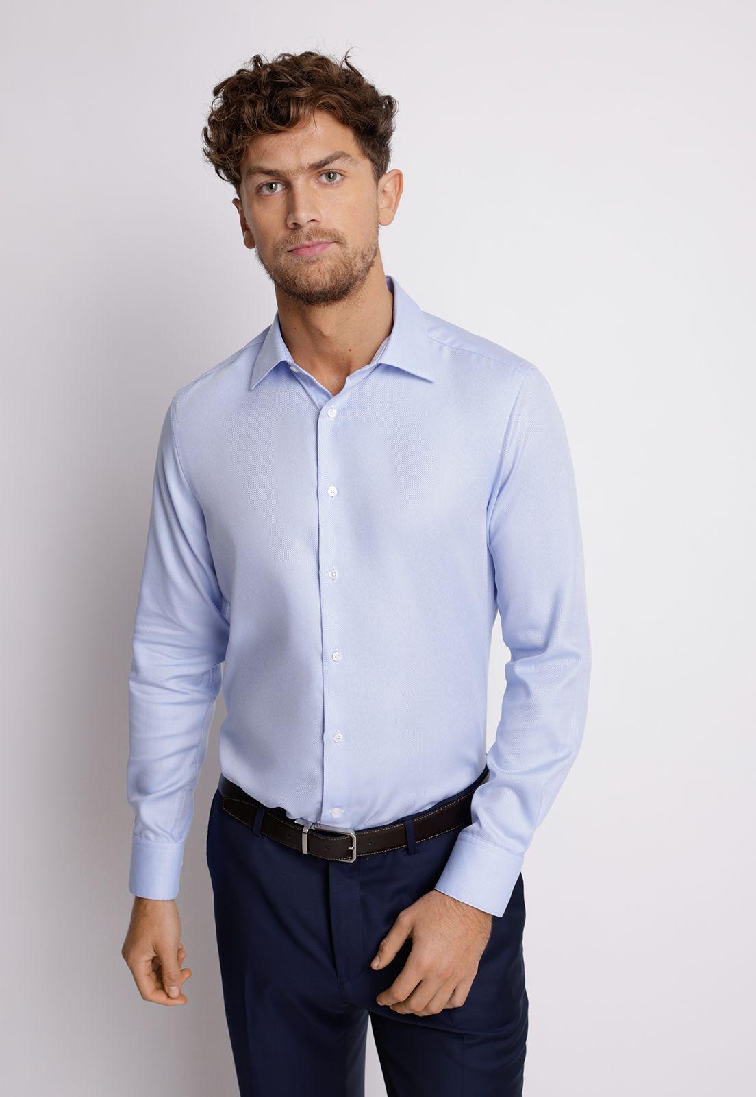 Camisa hombre Formal Slim Fit Vercelli Algodón Celeste Non Iron (Libre de Arrugas)-0