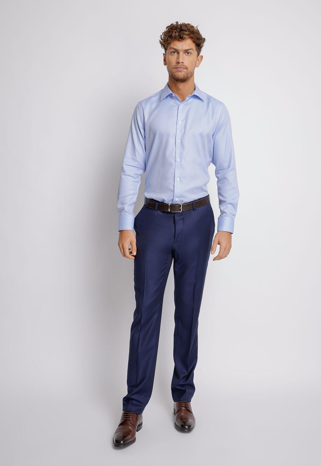 Camisa hombre Formal Slim Fit Vercelli Algodón Celeste Non Iron (Libre de Arrugas)-4