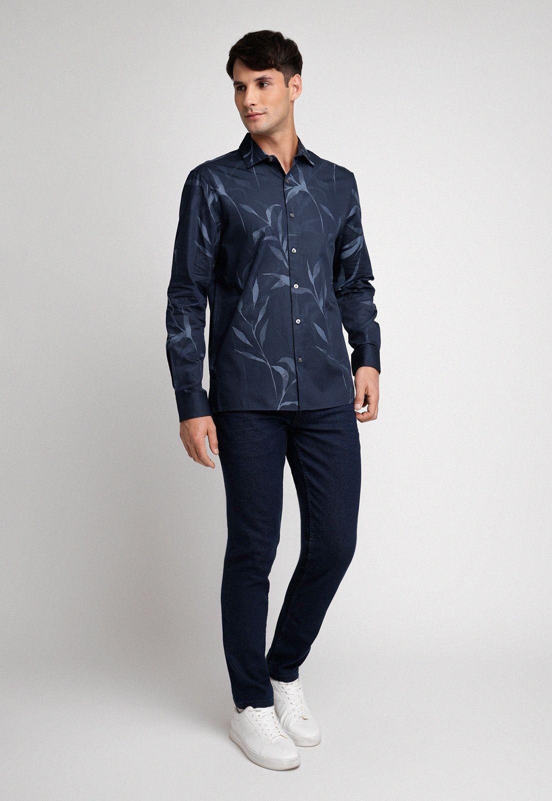CAMISA HOMBRE MANGA LARGA ESTAMPADA NAVY-3