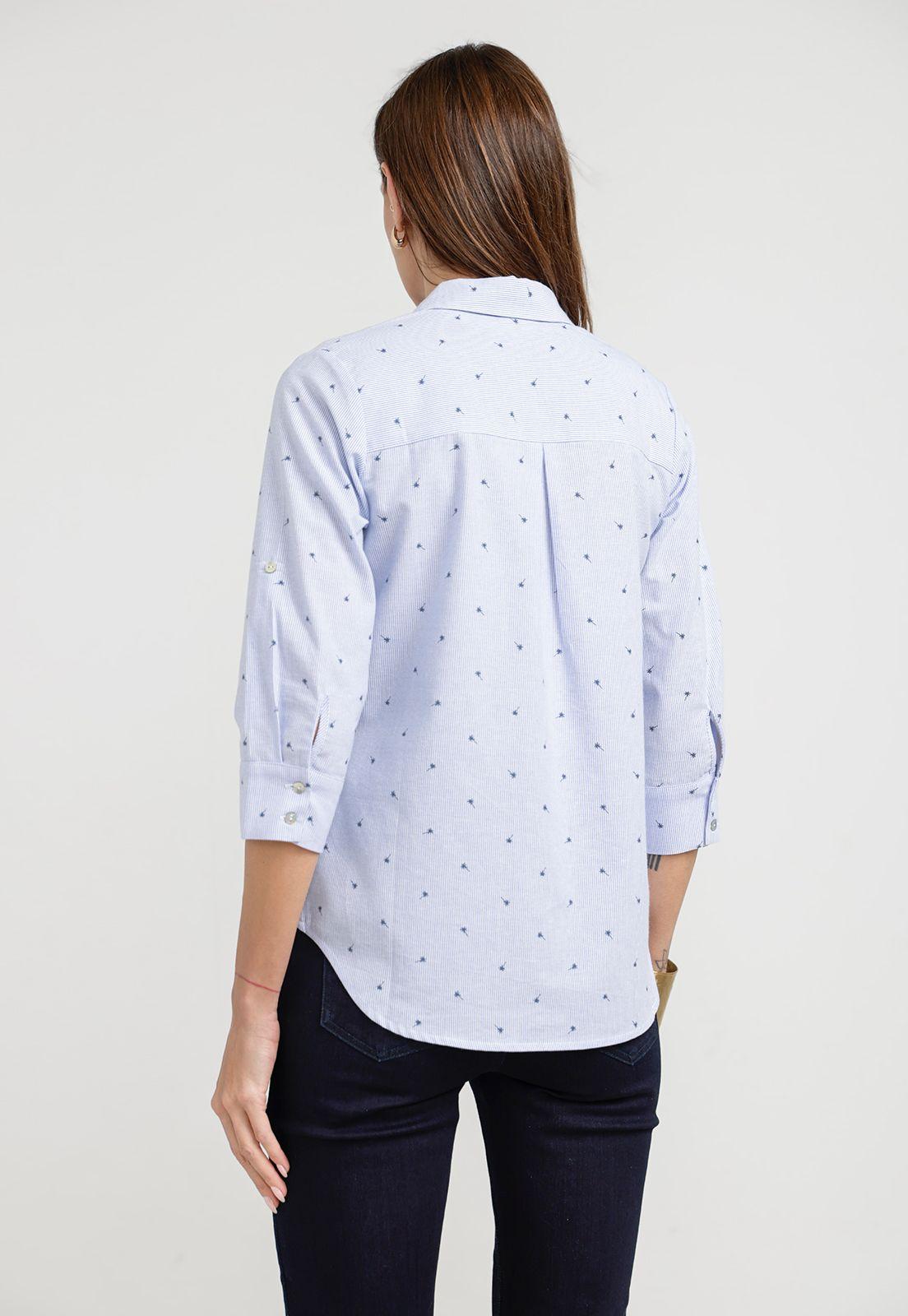 Blusa Mujer Helen Algodón Celeste-1