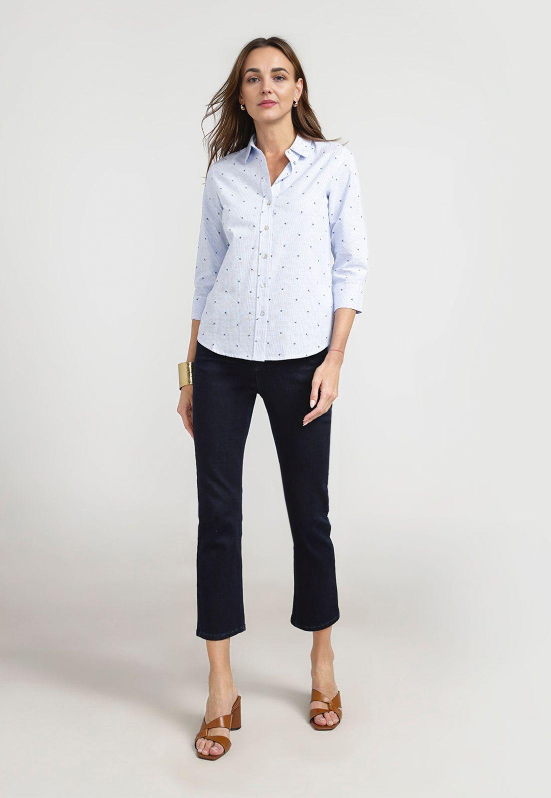 Blusa Mujer Helen Algodón Celeste-3