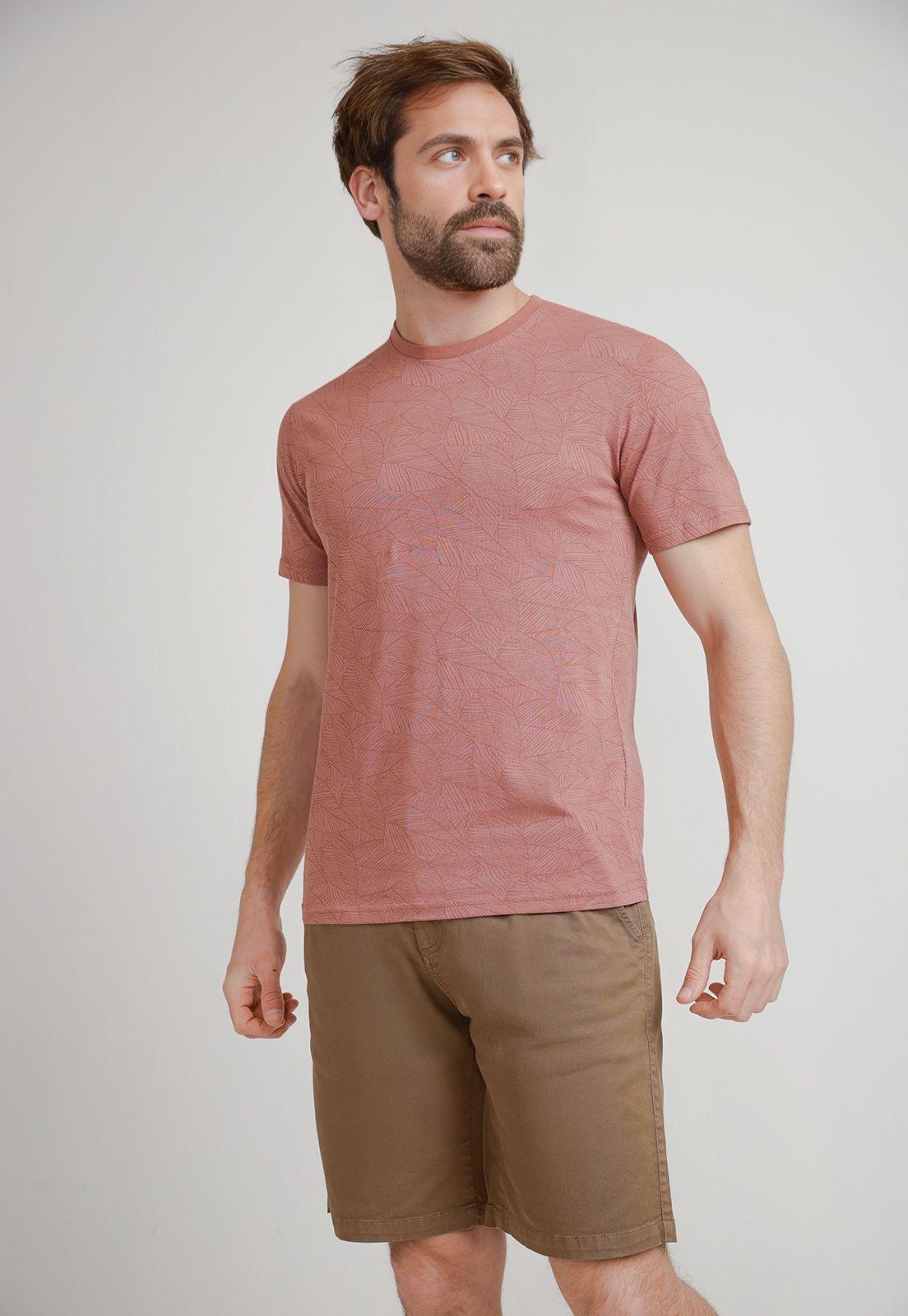 Polera Hombre Algodón Estampada Slim Miquele Coral-0