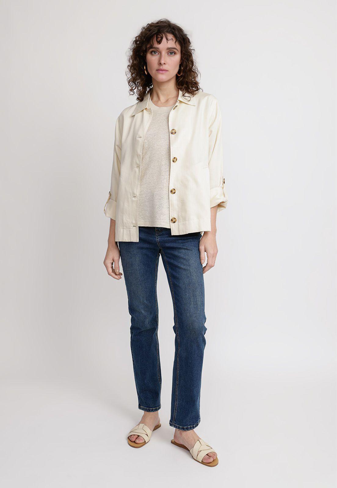 Sobrecamisa Mujer Nogal Lino Beige-3